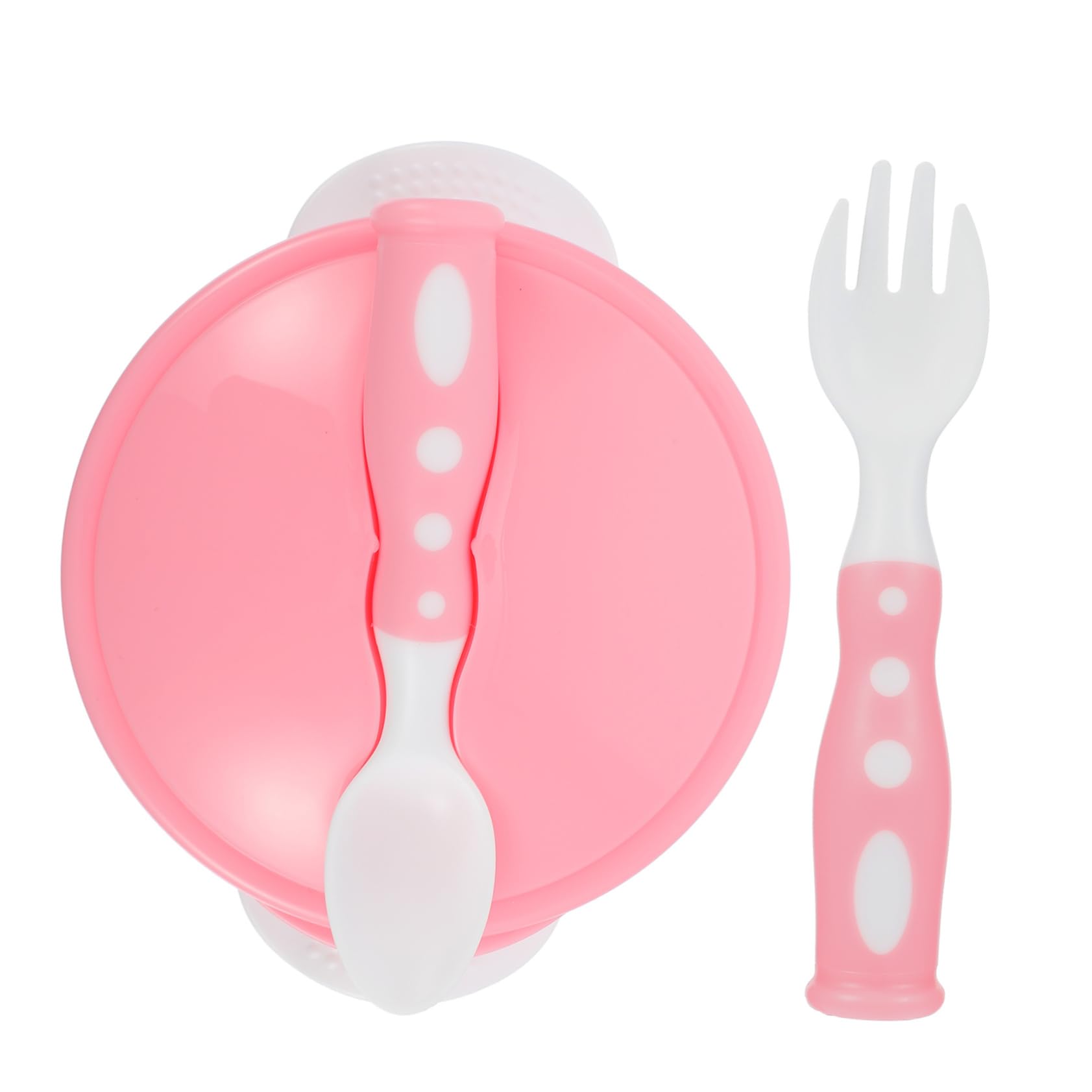 COOLHIYA Non-Slip Suction Bowls Set - Divided Baby Plates with Suction Base, BPA-Free Plastic Toddler Dinnerware (Pink) - Perfect for Kids Mealtime, Travel & Mess-Free Feeding
