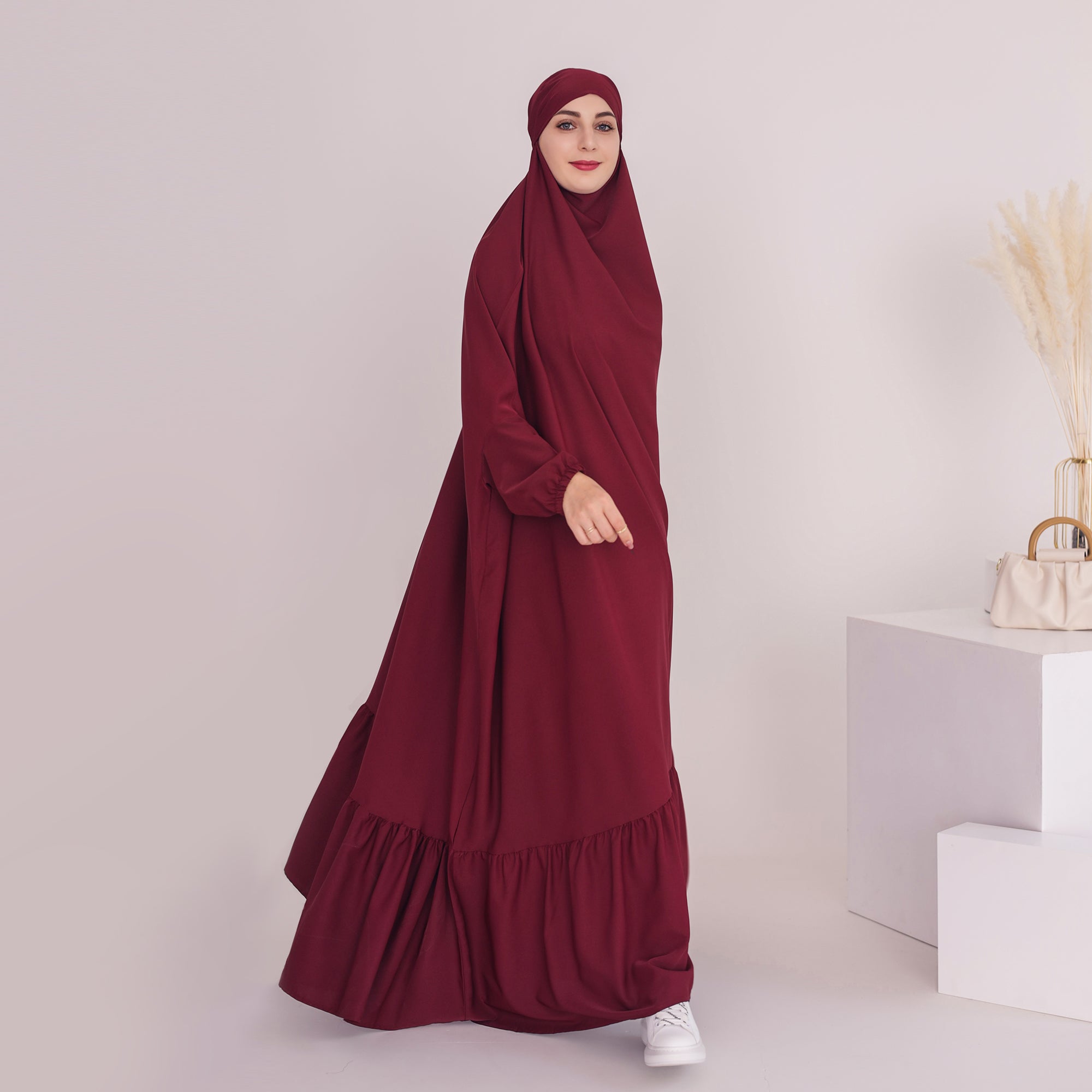 Anissa Jilbab Red - Premium Muslim Hijab Scarf for Women - Perfect for Prayer, Work, and Everyday Wear