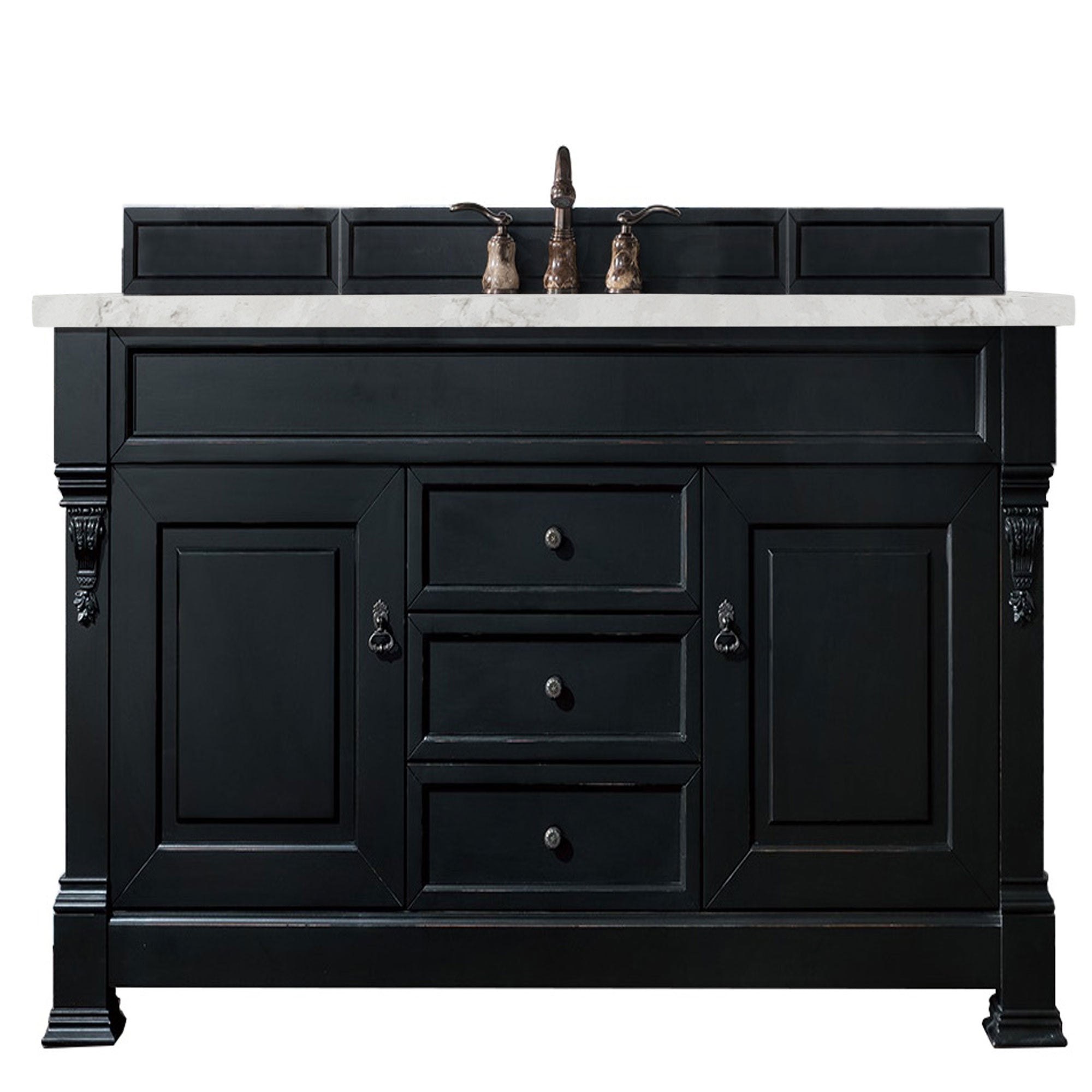 Brookfield 60 Inch Single Bathroom Vanity with Antique Black Finish & 3CM Eternal Jasmine Pearl Quartz Top - Perfect for Modern and Traditional Bathroom Designs
