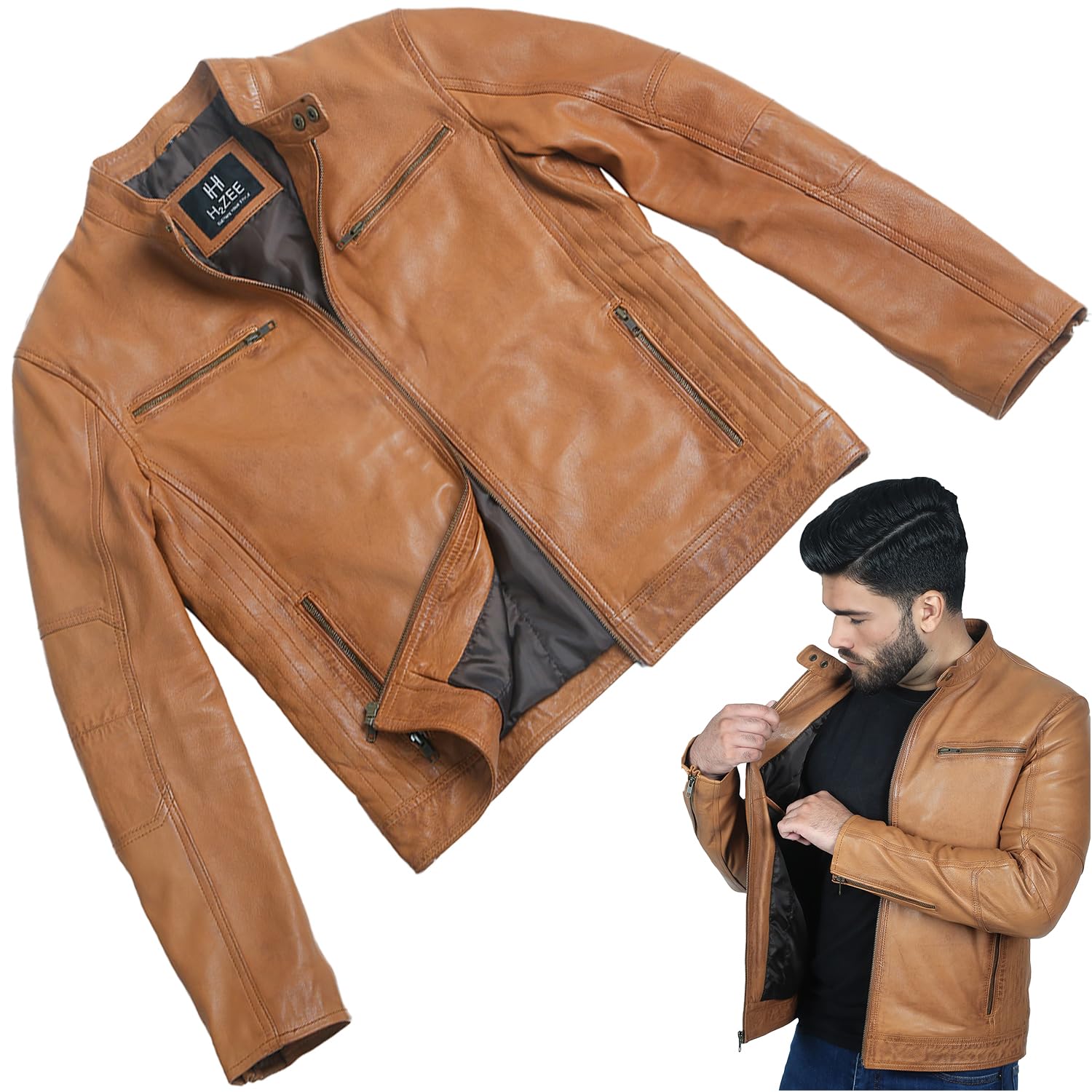 Vintage Brown Leather Jacket for Men | Genuine Lambskin Waxed Biker Jacket | Motorcycle Riding Gear & Casual Outerwear