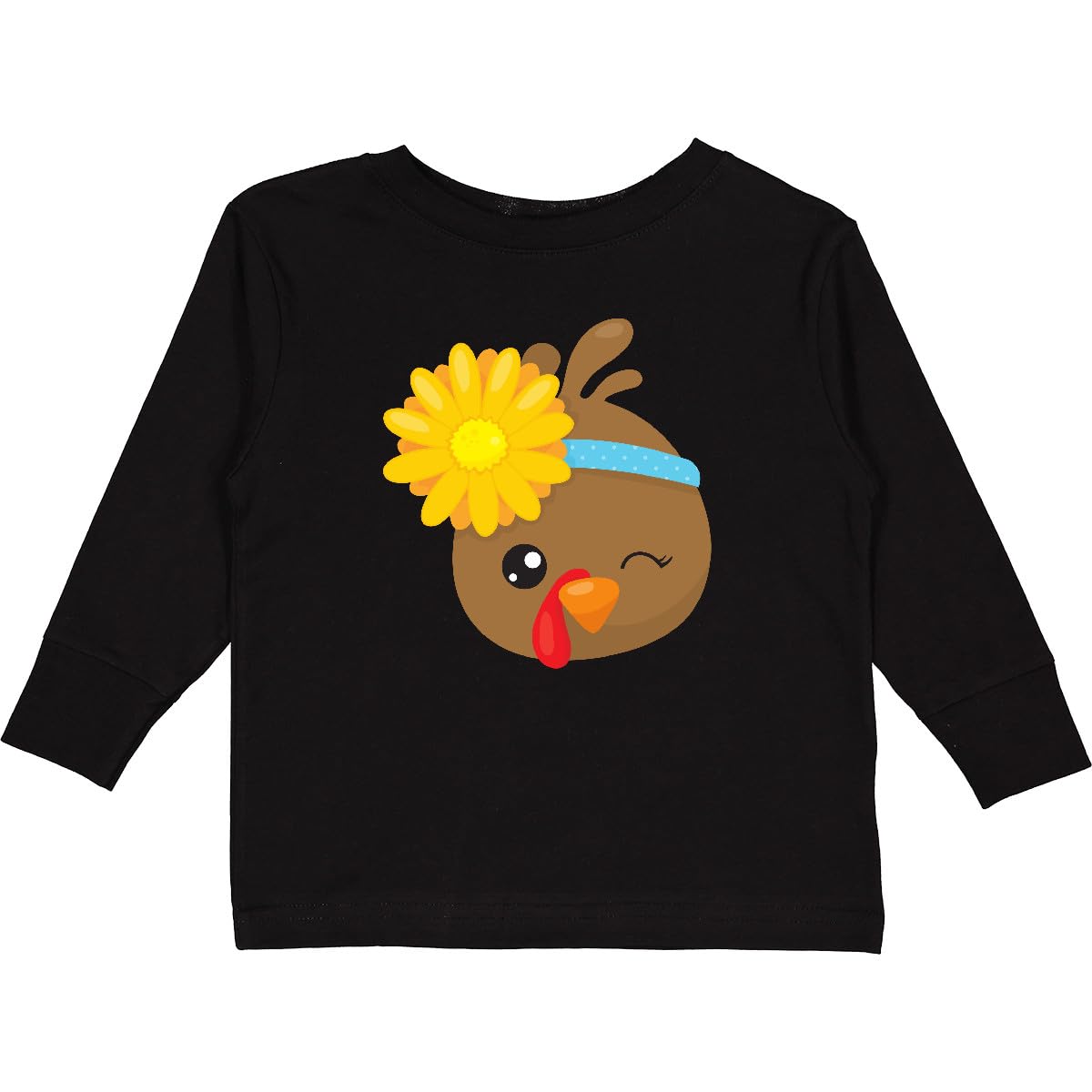 Inktastic Cute Turkey & Brown Turkey with Toddler Long Sleeve T-Shirt - Thanksgiving Family Outfits, Holiday Matching Shirts, Fall Themed Apparel for Kids & Adults
