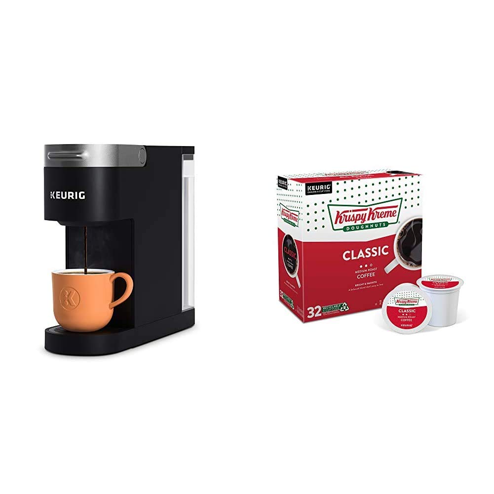 Keurig K-Slim Single Serve Coffee Maker with Krispy Kreme Classic Medium Roast Coffee Pods - 32 Count K-Cup Pods for Home & Office Use