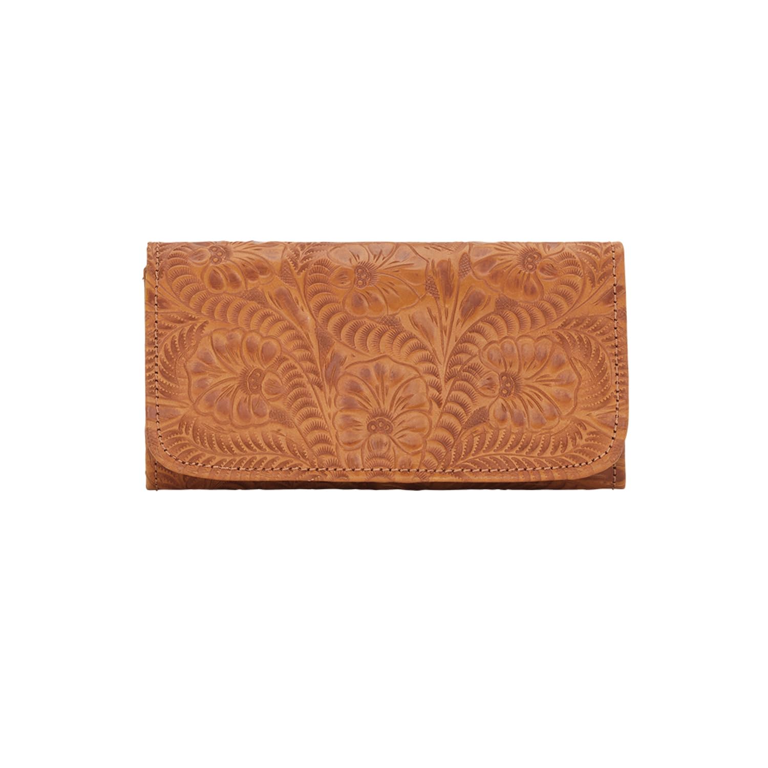 American West Women's Tri-Fold Leather Wallet - Genuine Cowhide Billfold with RFID Protection (Tan) - Perfect for Everyday Use, Travel & Gift Giving