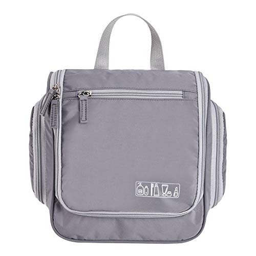 AOOF Waterproof Travel Cosmetic Bag - Portable Hanging Makeup Organizer for Toiletries, Shampoo & Skincare - Perfect for Camping, Gym & Airplane Carry-On (Grey)