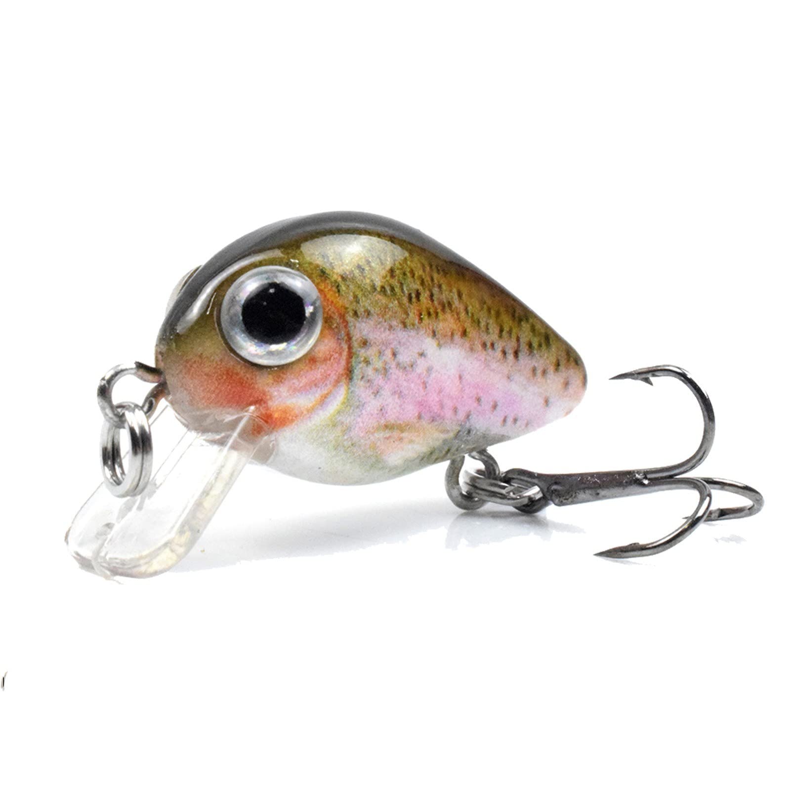 MengK 1.1 Inch Sinking Fishing Lure with Treble Hook - Realistic 3D Eye Swimbait Crankbait for Bass, Trout and Freshwater Fishing - Perfect for Lake, River and Pond Angling