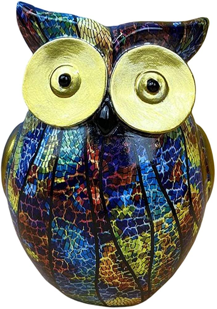 Modern Resin Owl Figurines - Handcrafted Home Decor for Shelf, Living Room, Kitchen | Unique Wedding Gifts & Housewarming Present (Graffiti Style, Small) | Perfect for Boho Decor, Bookshelf Display & Gift Giving