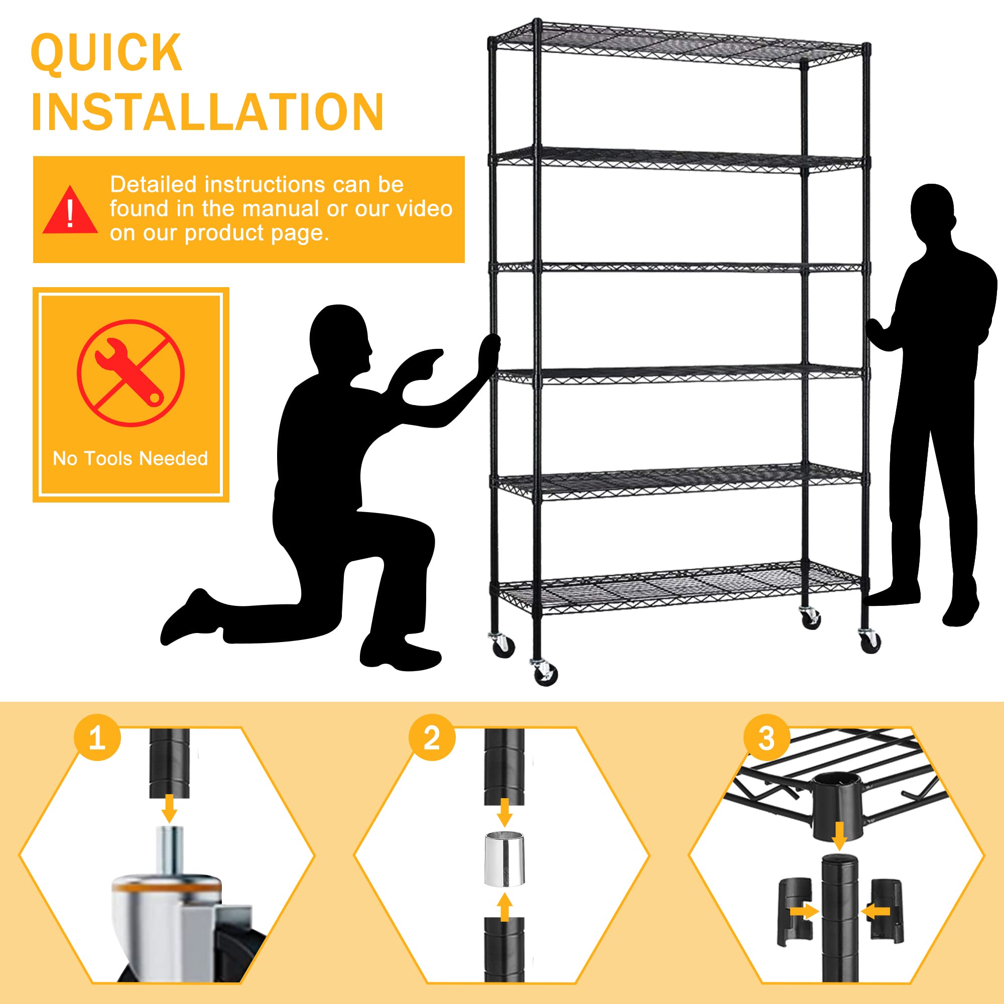 Heavy Duty 6-Tier Metal Storage Shelves 82