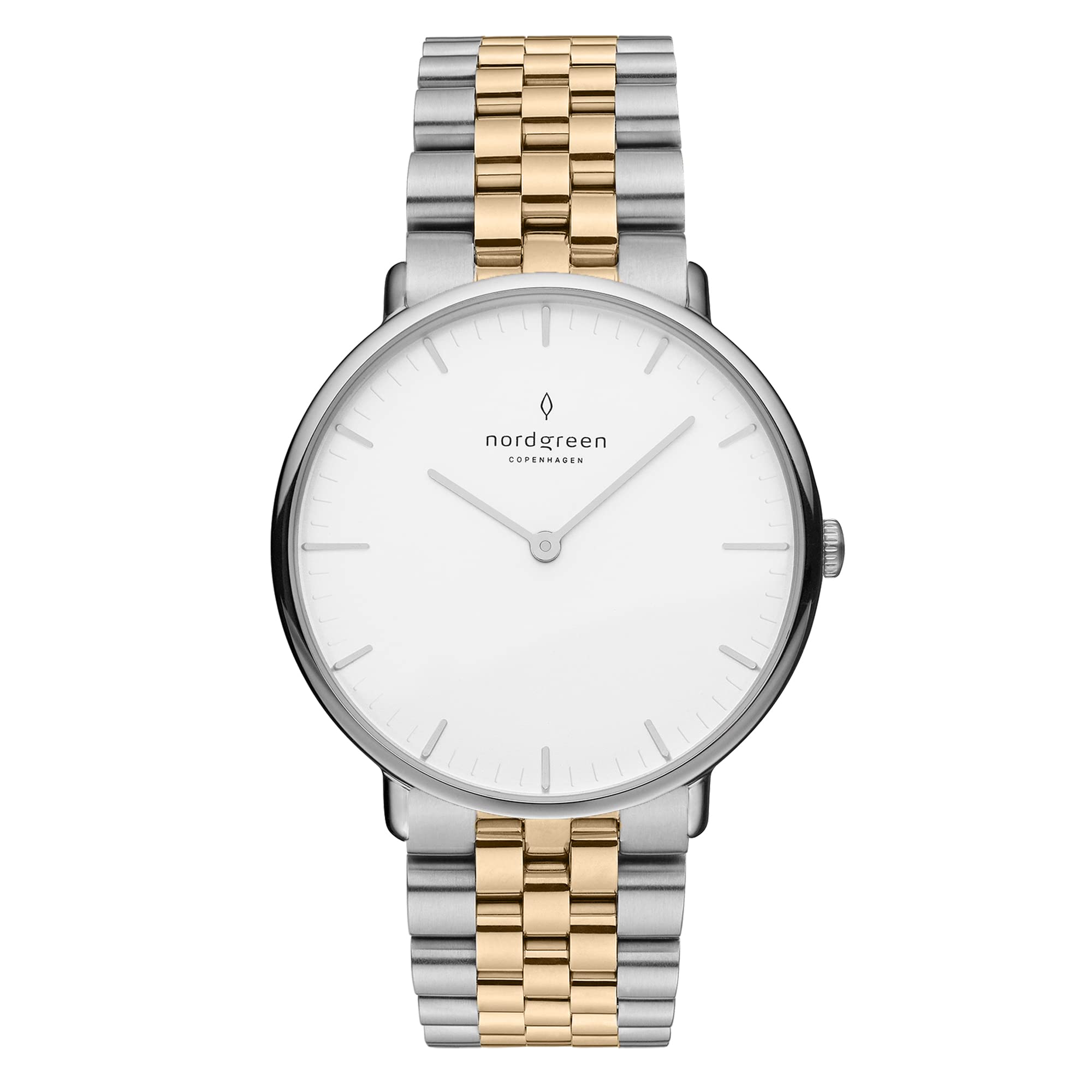 Nordgreen Native Scandinavian Silver Watch for Men & Women - Premium Stainless Steel Watch with Interchangeable Leather & Metal Straps - Minimalist Design for Business, Casual & Formal Occasions