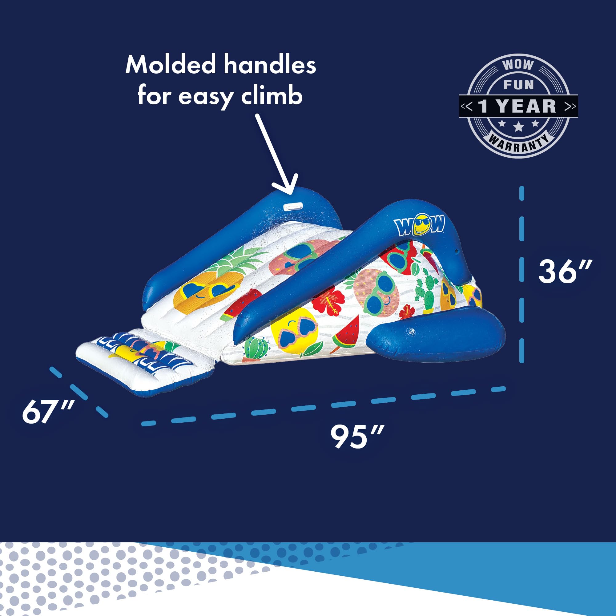 WOW Sports Fruit Fun Soaker - Durable Vinyl Inflatable Pool Slide with Built-in Sprayer for Kids & Adults - Perfect for Backyard Summer Fun and Family Gatherings