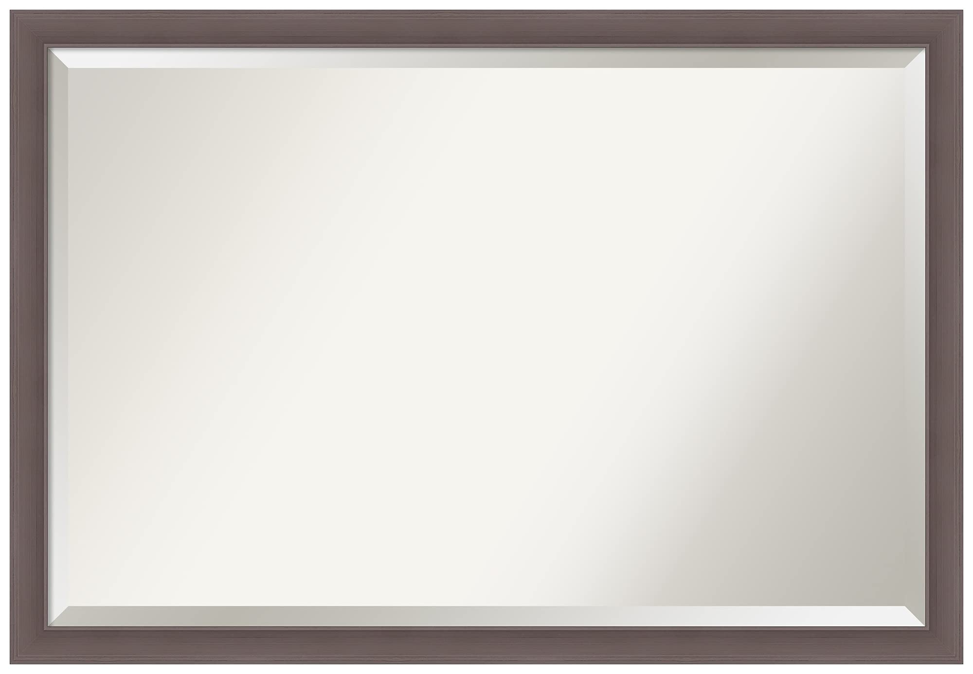 Amanti Art 26.5x38.5 Inch Beveled Bathroom Mirror with Urban Pewter Frame - Large Silver Wall Mirror for Modern Bathroom Decor & Vanity Makeup Area