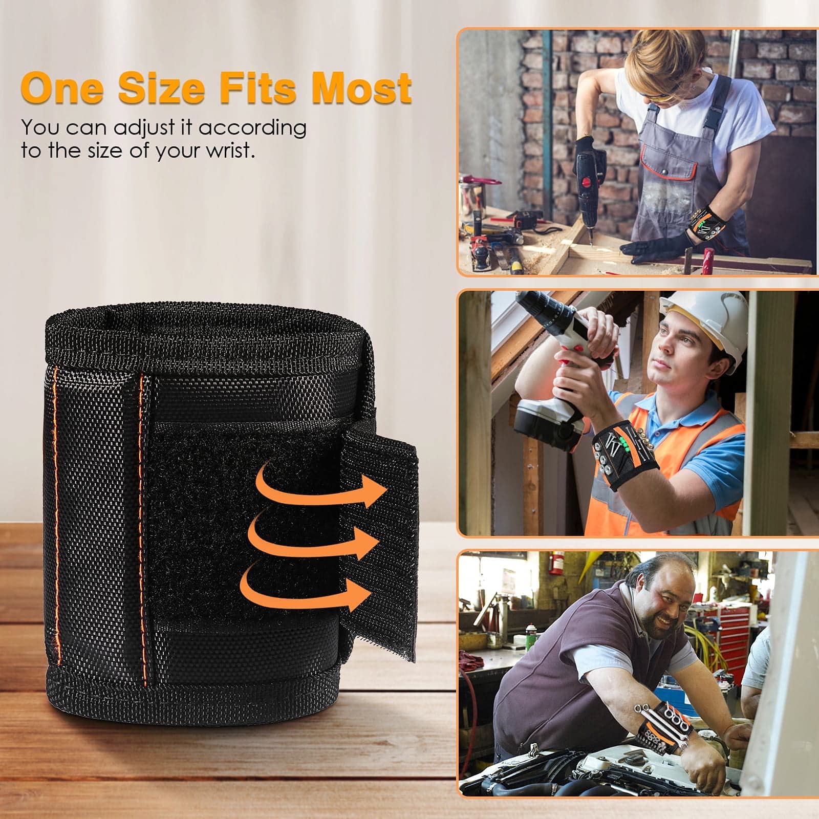 Valentine's Day Gifts for Men - Magnetic Tool Wristband with 15 Strong Magnets for Holding Screws, Nails & Drill Bits - Perfect Gadget for Boyfriend, Husband & Dad - Ideal for DIY Projects, Construction Work & Home Repairs