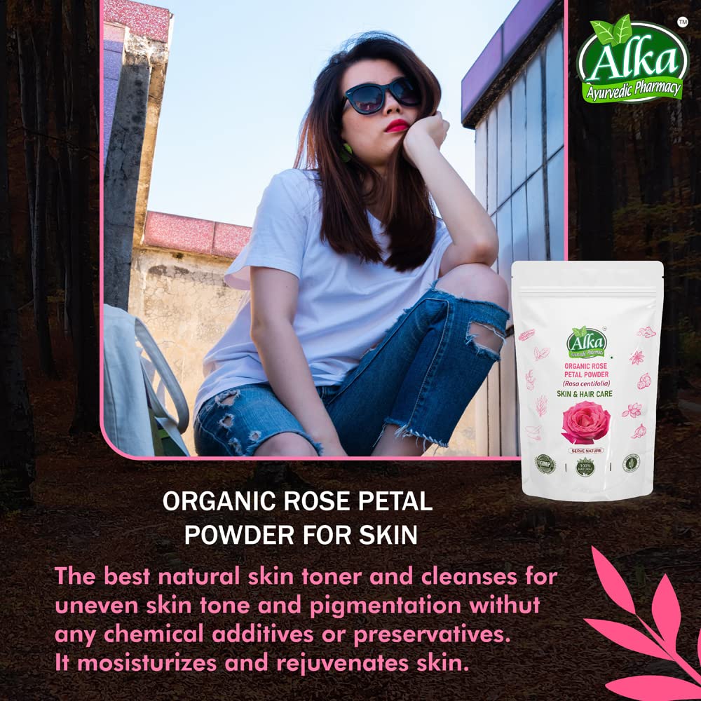 Pure & Natural Rose Petal Powder (Rosa Centifolia) for Skin & Hair Care - 100g | Brightening Face Mask, Tan Removal & Glow Treatment | Ayurvedic Beauty Solution for Radiant Skin & Healthy Hair | Perfect for DIY Spa, Facial Treatments & Natural Skincare Routines