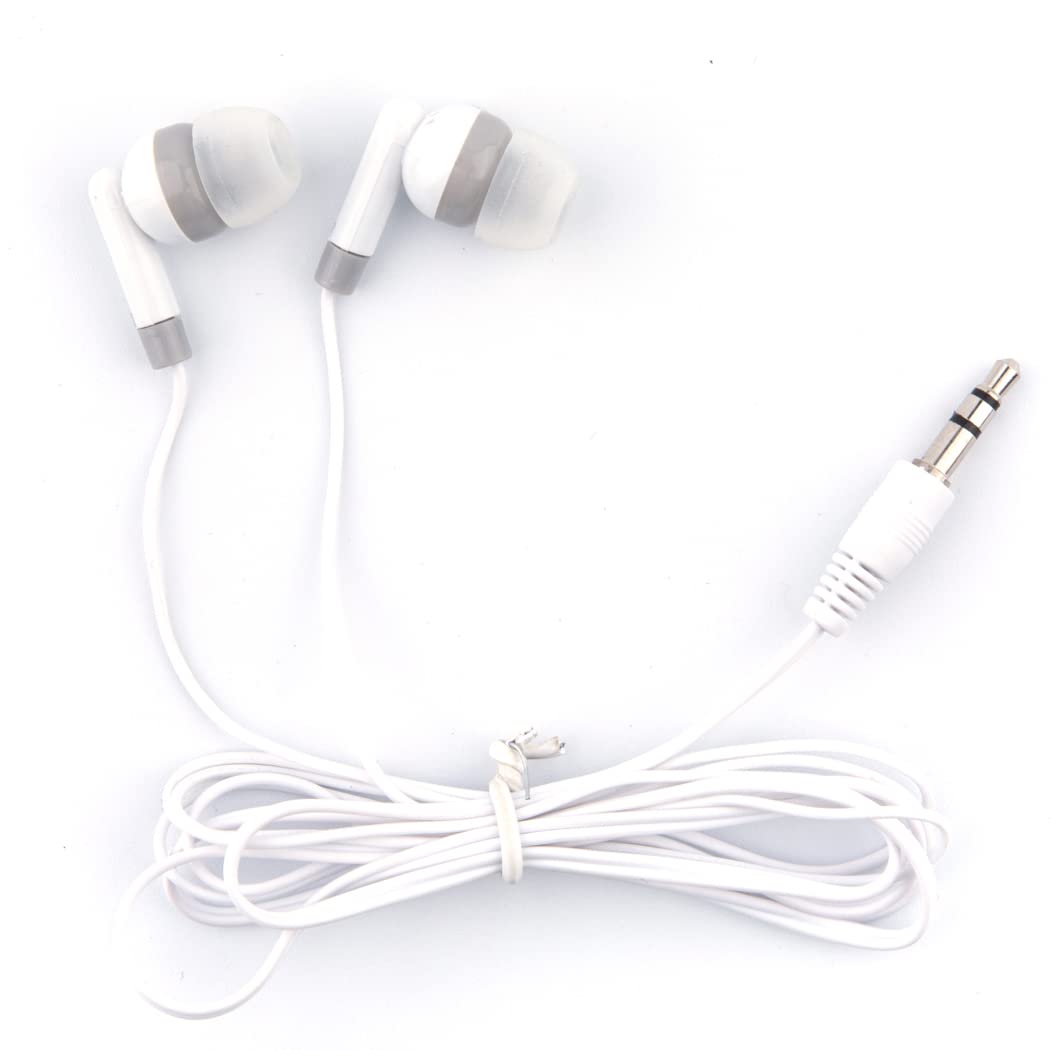 50 Pack Bulk White Earbuds - Wholesale Classroom Headphones for Students, Kids & Adults | Perfect for School, Online Learning & Travel Use