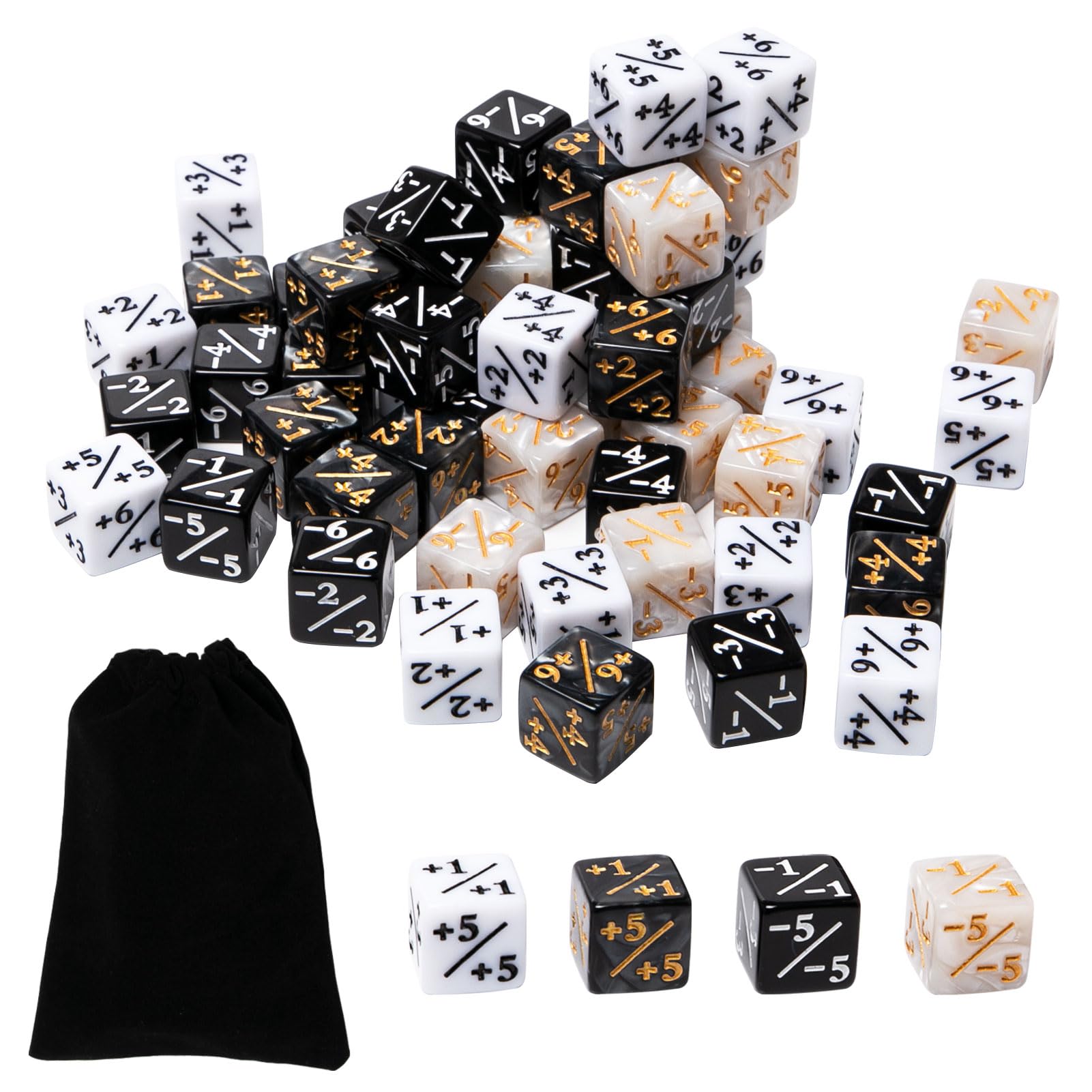 Neikafan 60-Piece MTG +1/+1 Counter Dice Set - Magic The Gathering Tokens, D6 Dice with Storage Bags - Compatible with MTG, CCG, TCG Card Games - Perfect for Game Nights & Tournaments