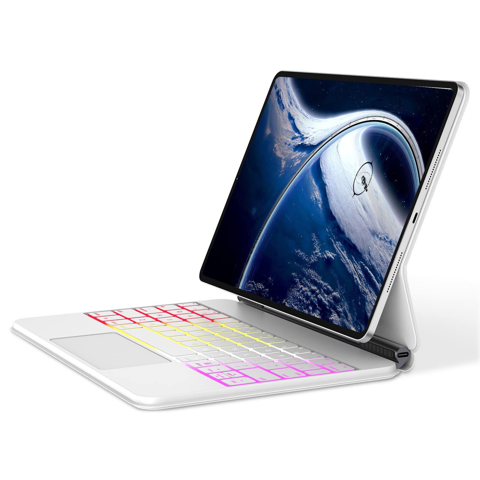 KVAGO Bluetooth Keyboard Case for iPad Air 11-inch (M2 2024)/10.9-inch (5th & 4th Gen) & iPad Pro 11'' (1st/2nd/3rd Gen) - Slim Protective Cover with Backlit Keys | Perfect for Work, Travel & Study (Pearl White)