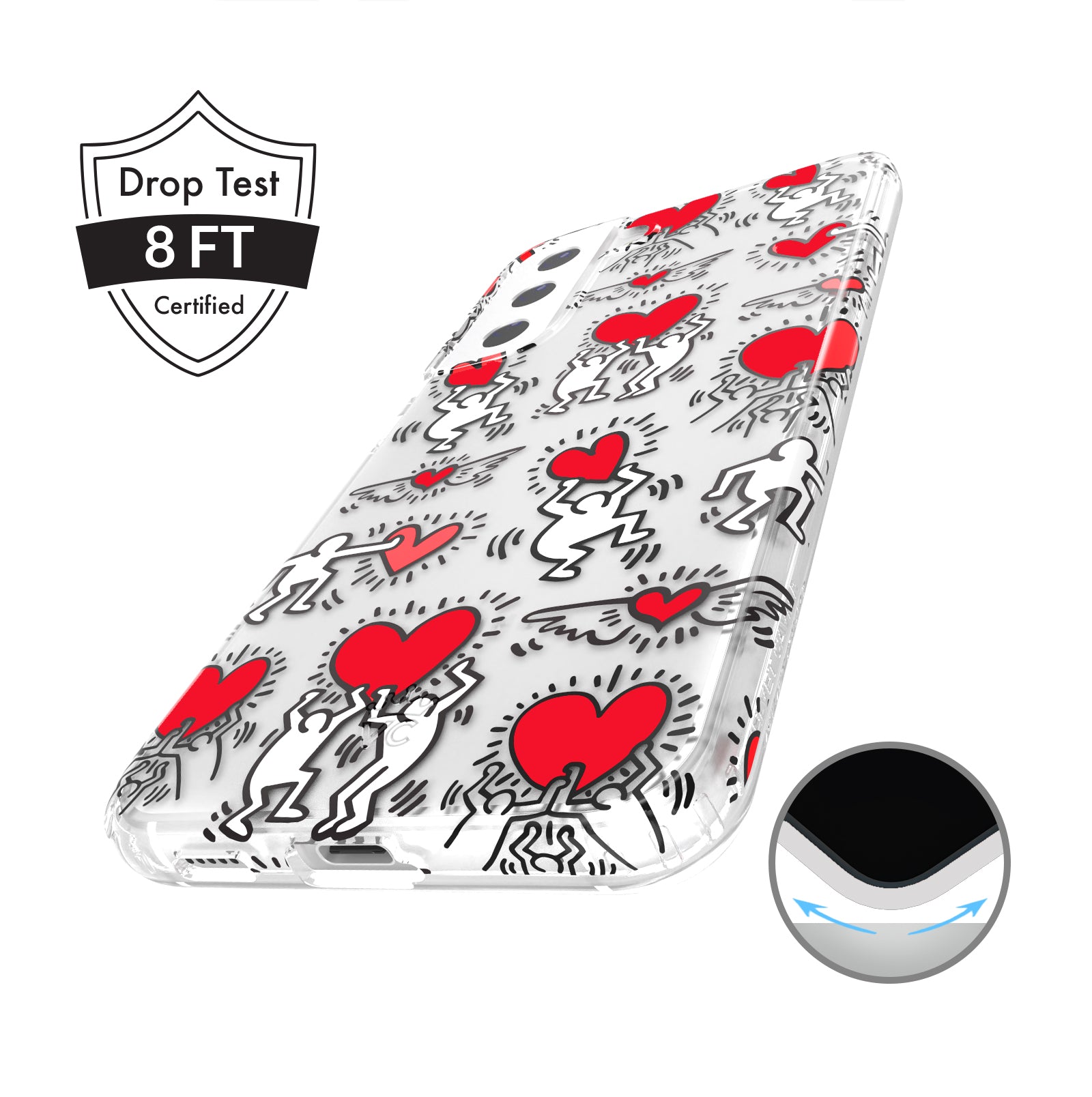 Keith Haring Heart Art Samsung Phone Case - Durable Protective Cover for Galaxy S21, S20, S10 - Trendy Pop Art Design for Everyday Use & Gift Giving
