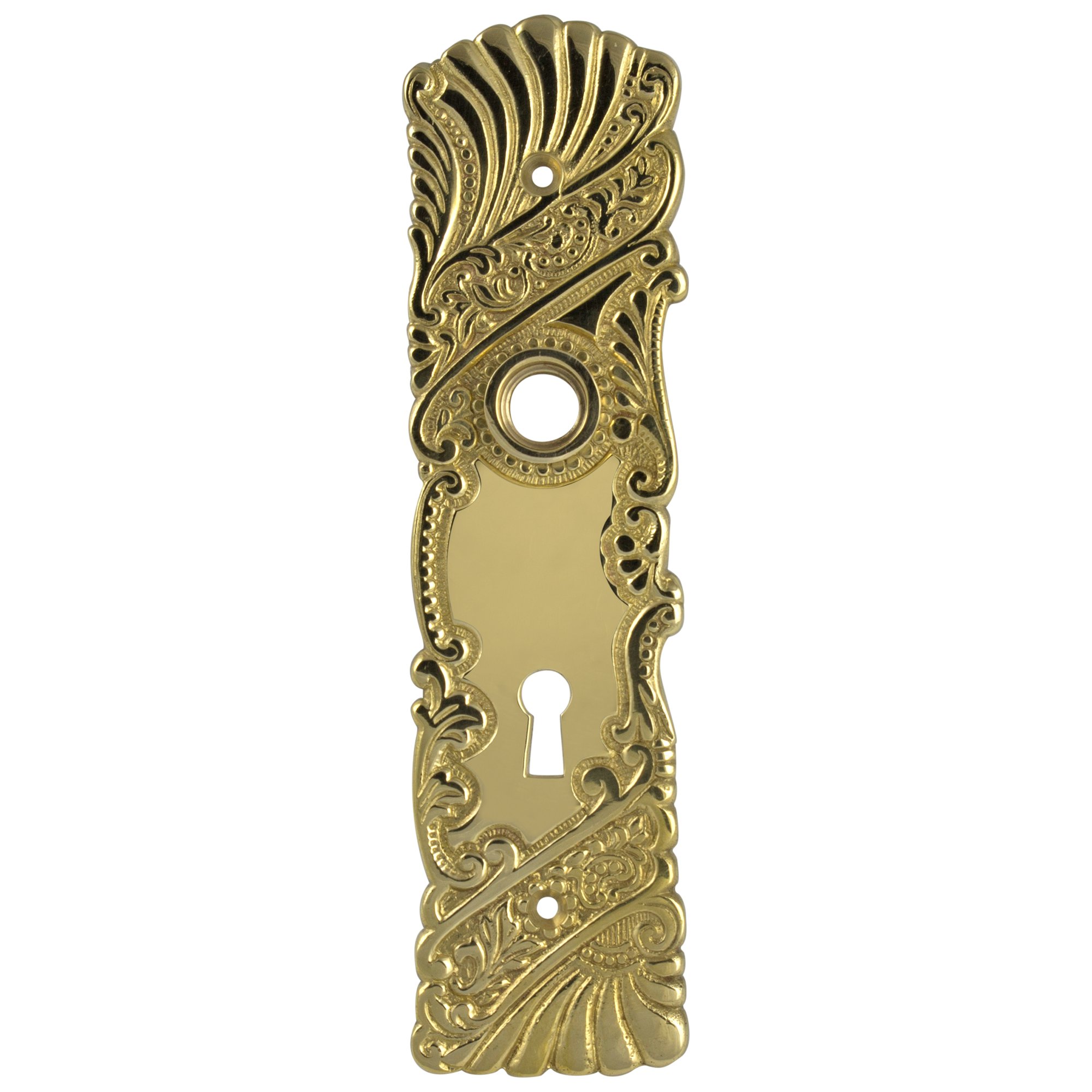 Polished Brass Nantucket Door Plates - The King's Bay Pair - Elegant Entryway Hardware for Coastal & Traditional Homes