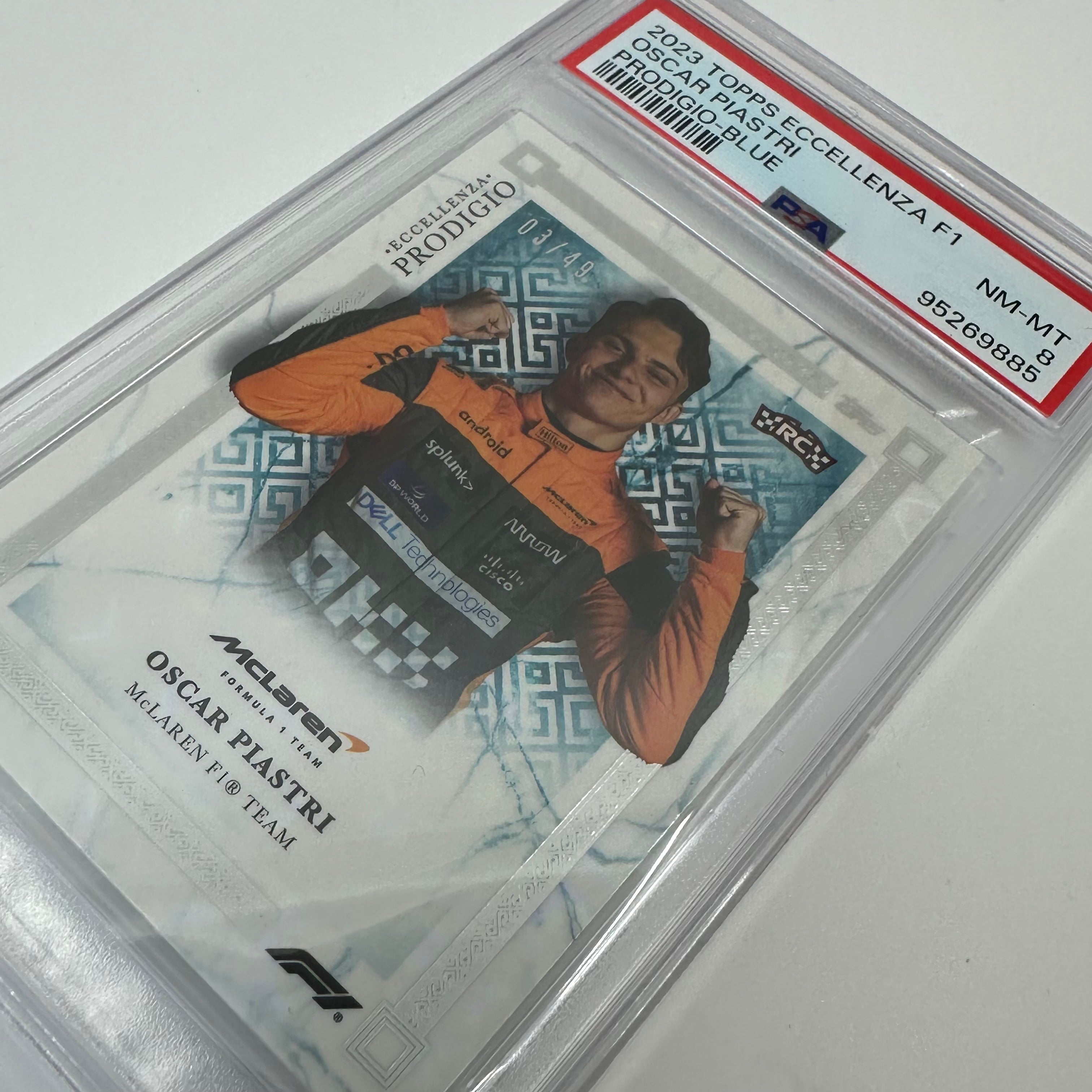 2023 Oscar Piastri Blue Eccellenza Prodigio PSA 8 /49 - Rare Rookie Card for F1 Collectors & Racing Fans - Perfect for Display, Investment & Memorabilia Collections