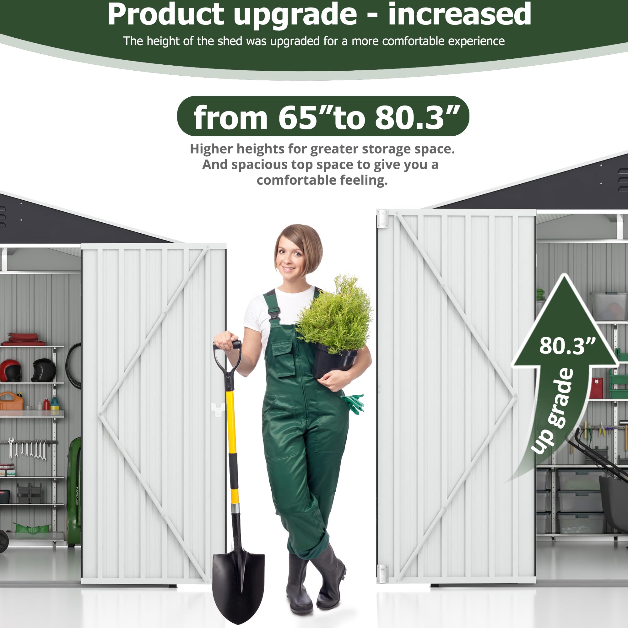 10x10 FT Outdoor Storage Shed - Heavy Duty Metal Garden Shed with Reinforced Frame & Lockable Doors - Waterproof Tool Shed for Backyard, Patio, Lawn Equipment (Grey) - Perfect for Storing Gardening Tools, Lawn Mowers & Outdoor Furniture