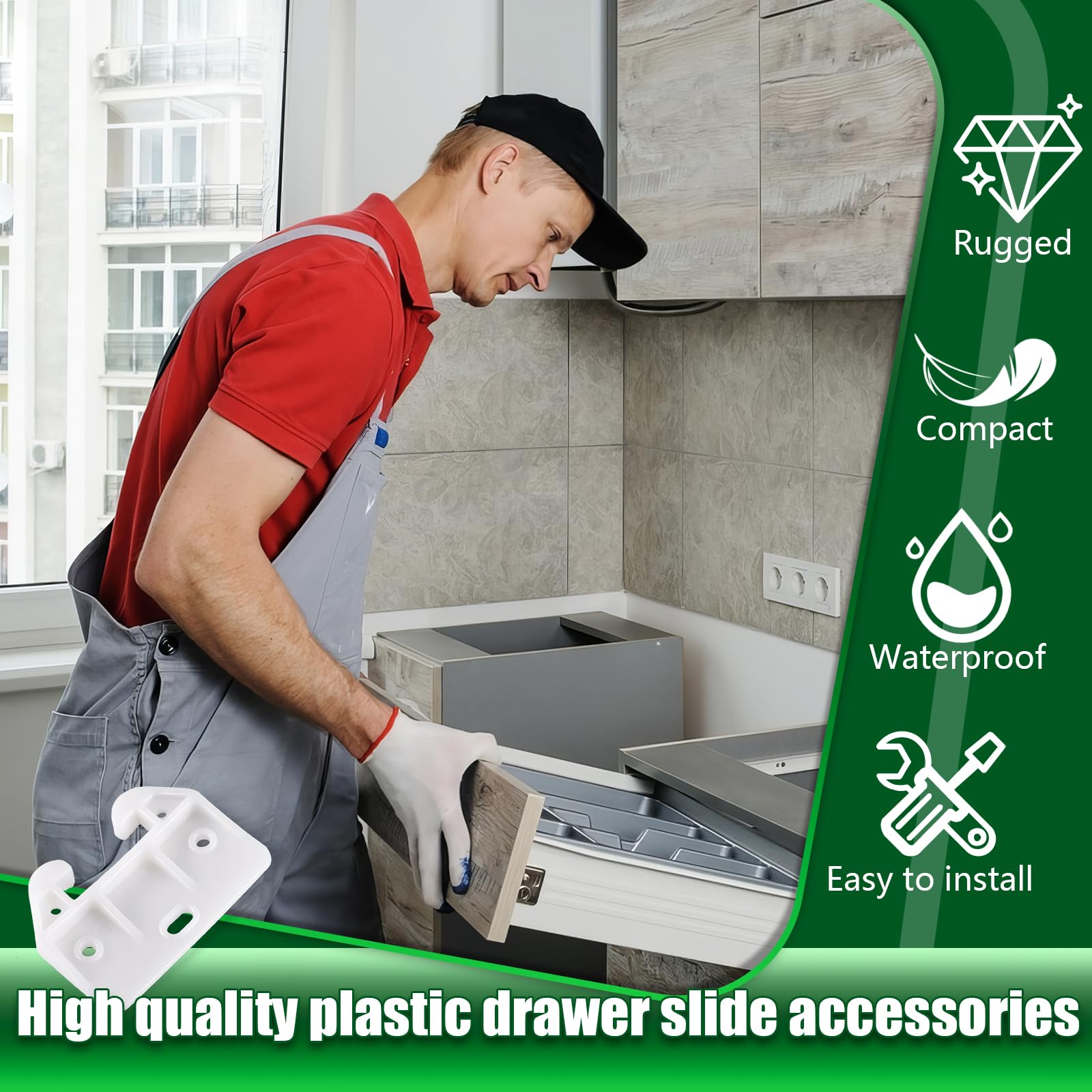 8-Piece White Plastic Drawer Slides - Heavy Duty Cabinet Drawer Guides for Dressers, Closets & Furniture Repair - Smooth Gliding Replacement Slides for Home Organization & DIY Projects