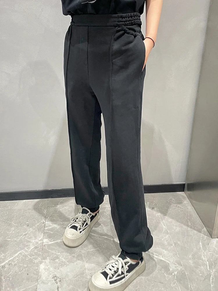 Black High Waist Loose Pencil Pants for Women - Minimalist Solid Trousers | Korean Fashion Style | Perfect for Office, Casual Wear & Travel