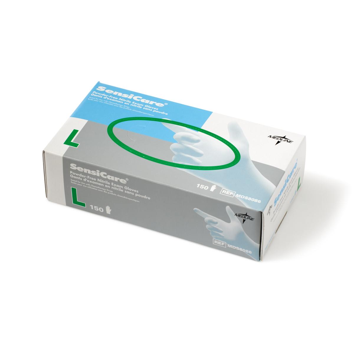 SensiCare Powder-Free Nitrile Exam Gloves - Latex-Free, Disposable Medical Gloves for Healthcare, Tattoo & Food Handling - 100/Box (Medium)