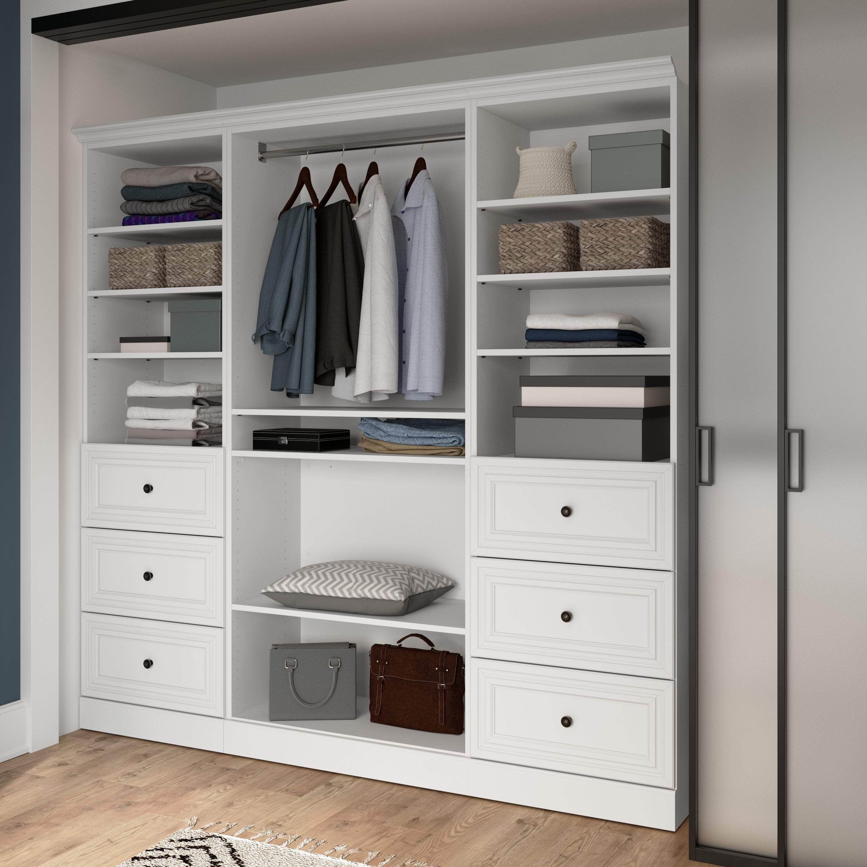 86W Closet Organizer with Drawers - Space Saving Storage Solution for Bedroom, Closet & Office (2 Color Options)
