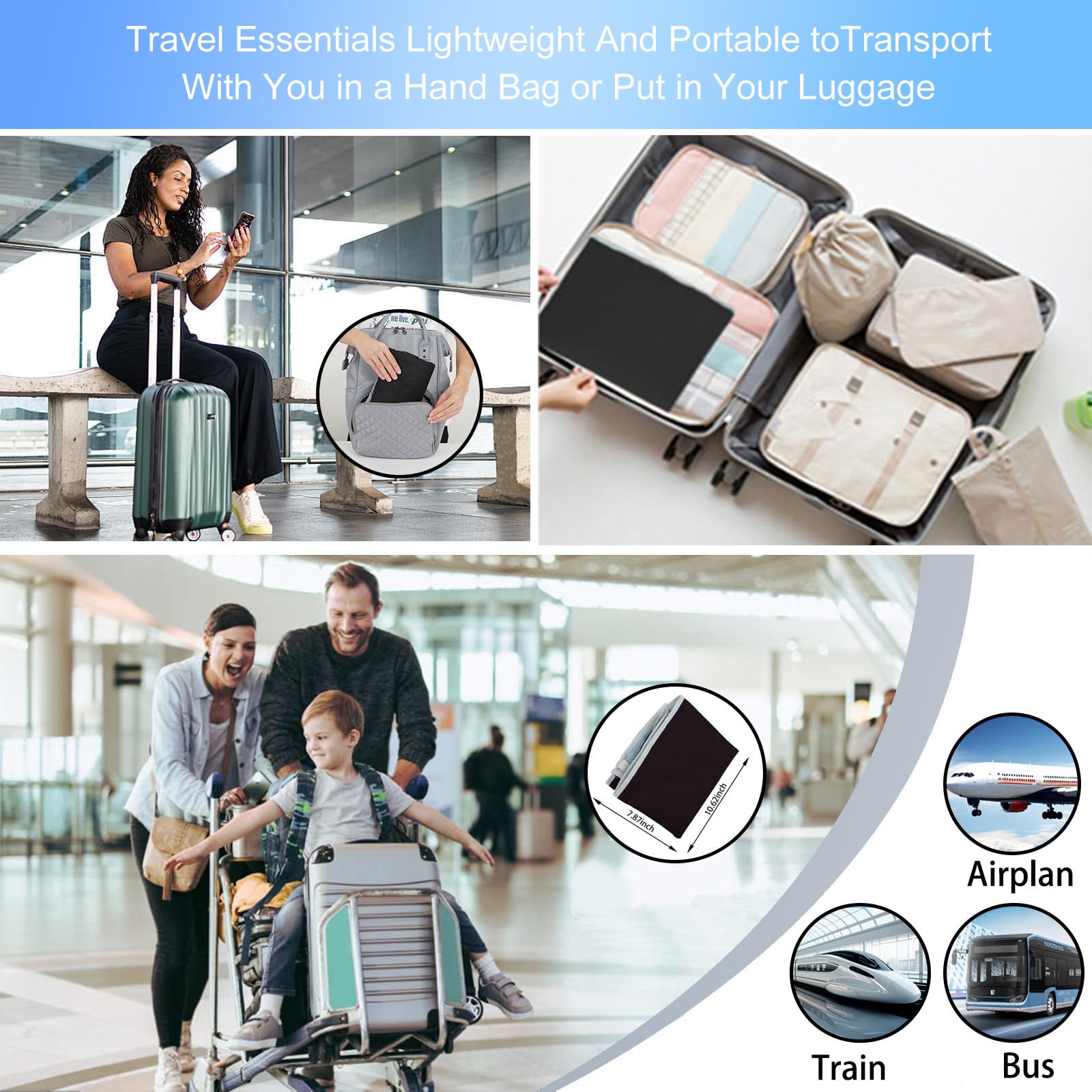 FOTN Toddler Airplane Bed - Portable Kids Travel Seat Extender & Footrest for Safe Infant Sleeping on Long Flights | Airplane Essentials for Baby Rest & Comfort (Black) | Perfect for Family Vacations & International Travel