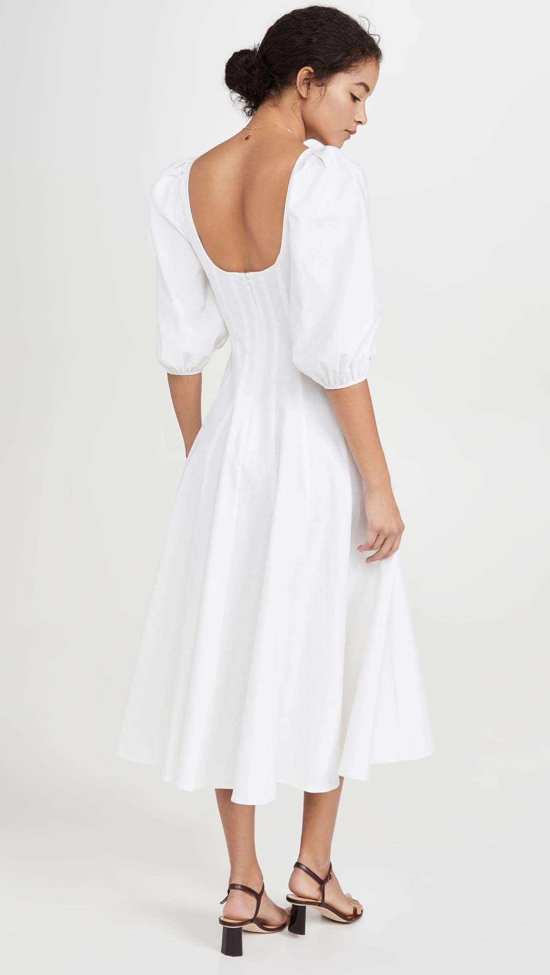 STAUD Women's Swells Dress - Flowy Midi Dress with Ruffles, Summer Beach Dress for Women, Perfect for Vacations, Dates & Outdoor Events