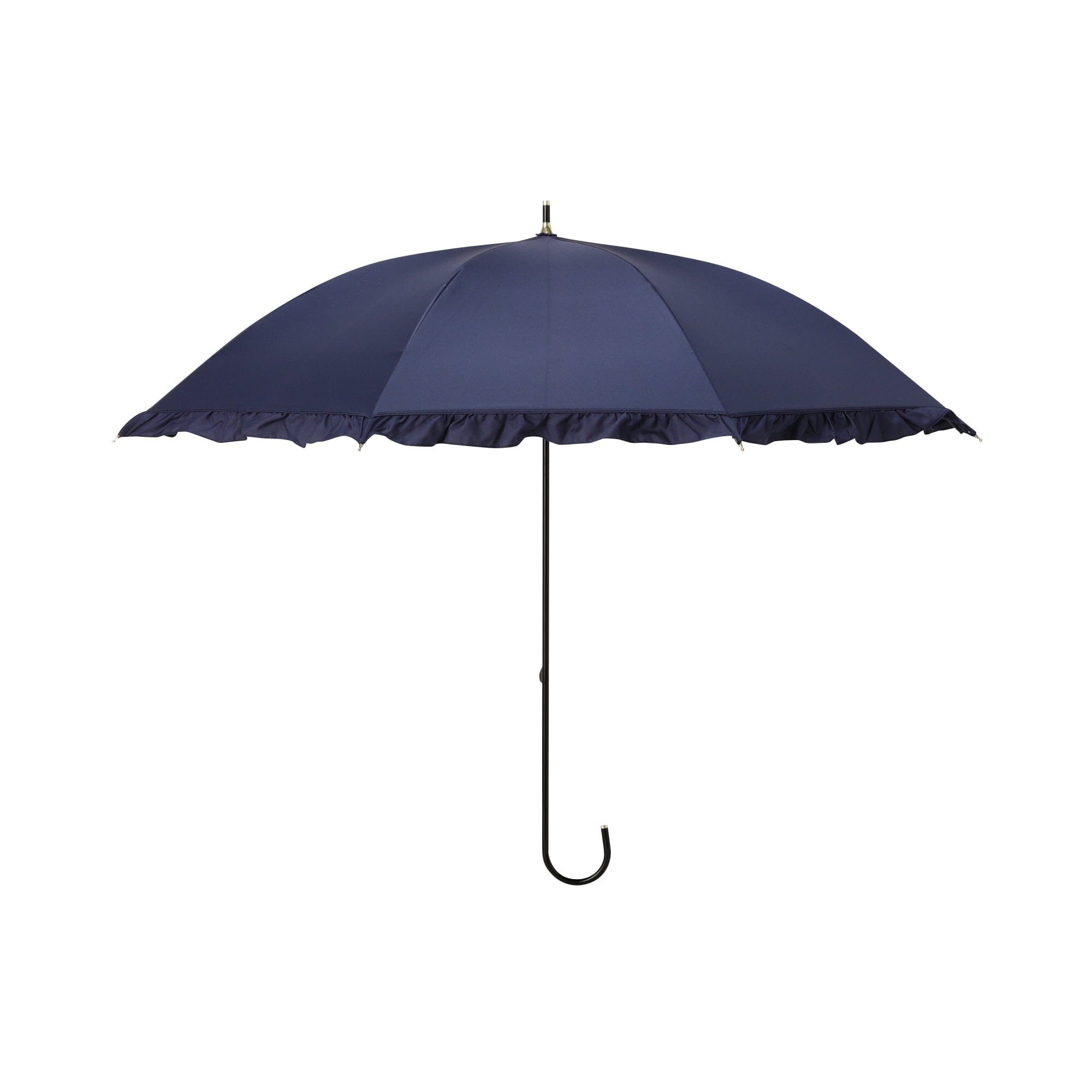 Classic Frill Long Umbrella Navy Blue - Waterproof Windproof Travel Umbrella for Women & Men - Perfect for Rainy Days, Commuting, and Outdoor Activities