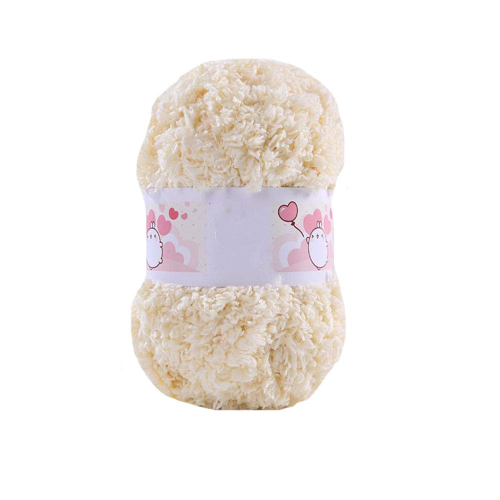 1kg Ivory Coral Fleece Terry Knitting Yarn - Soft Fuzzy Polyester Velvet Crochet Yarn for DIY Projects, Dolls, Blankets, Sweaters, Scarves & Handbags - Perfect for Winter Crafts & Cozy Home Decor
