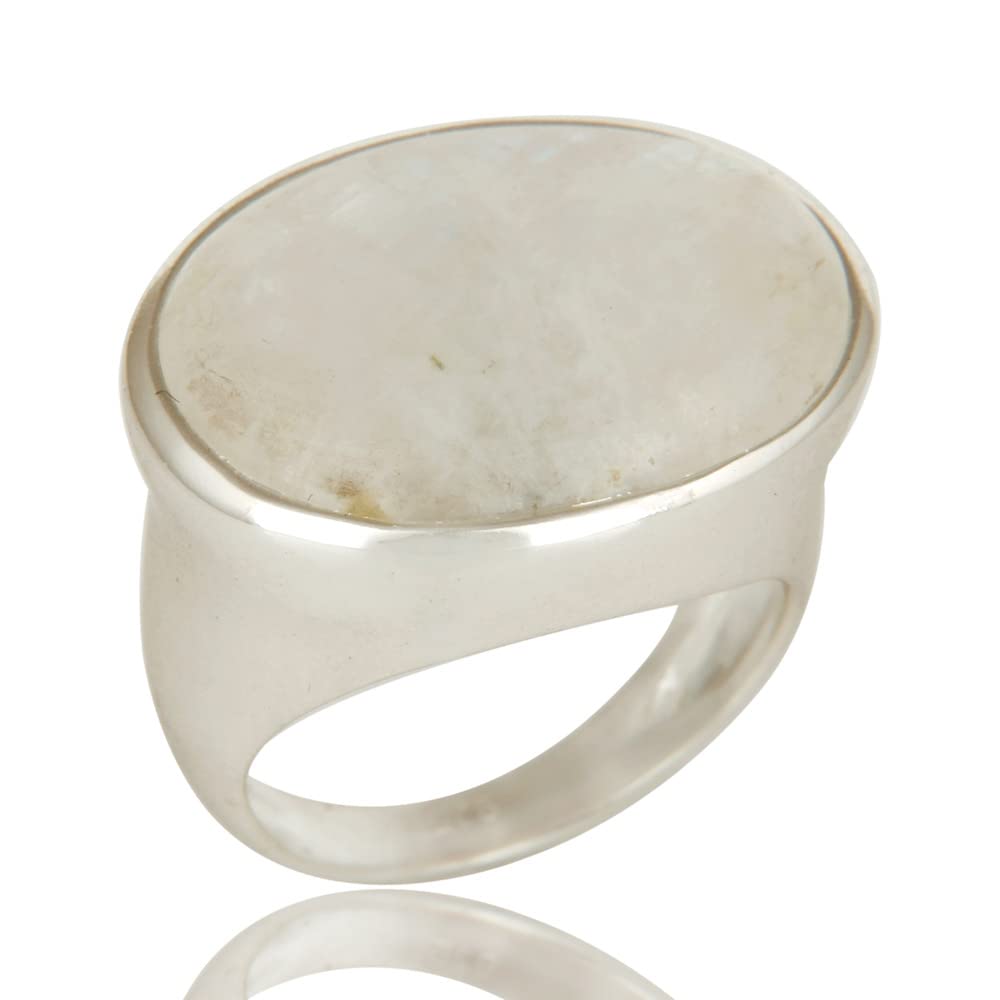 Handmade Rainbow Moonstone Ring for Women - Elegant Wedding, Engagement, Bridesmaid & Mother's Jewelry - Personalized Birthday, Graduation, Retirement & Teacher Gift (Size 9.5) | Perfect for Special Occasions, Daily Wear & Gift Giving