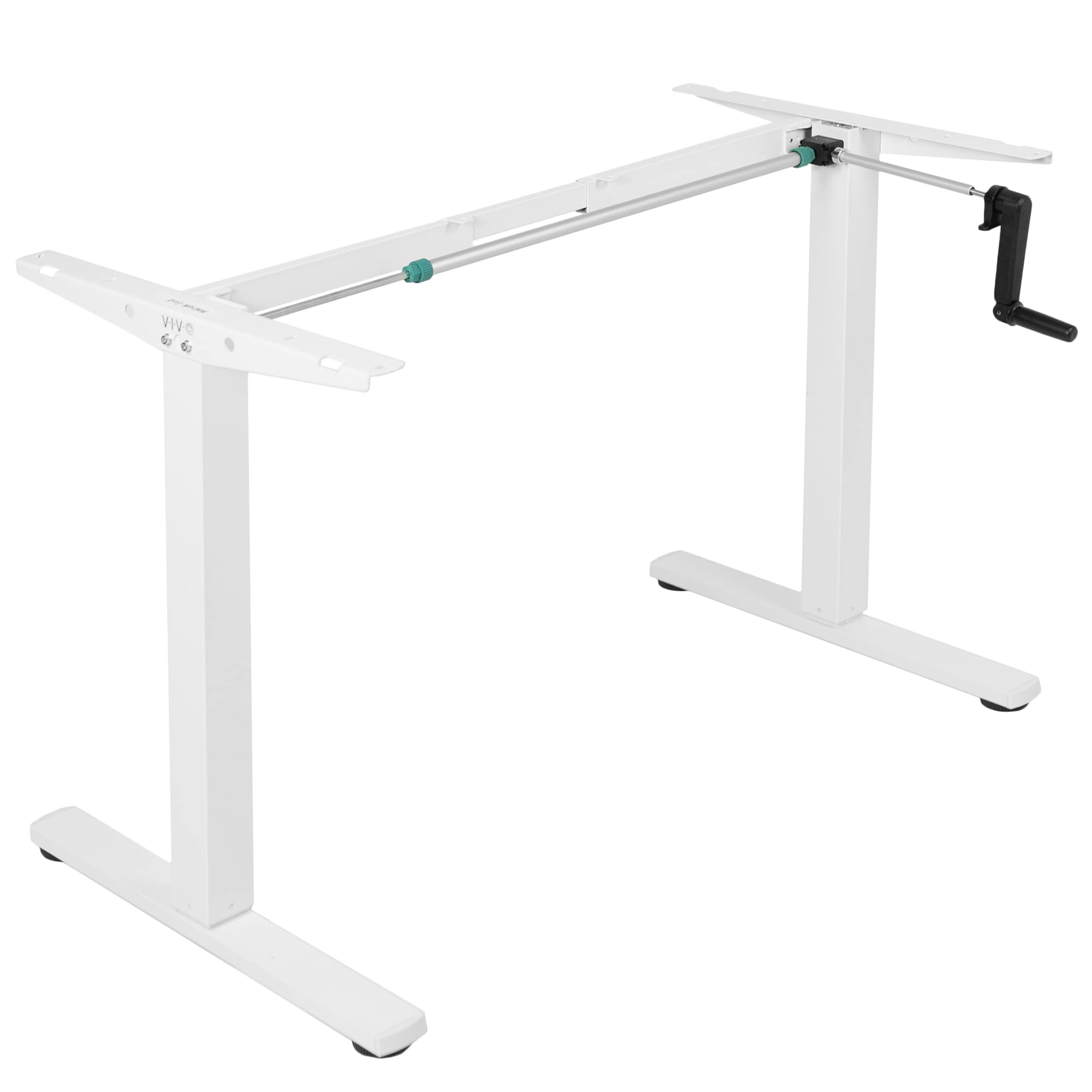 VIVO Compact Hand Crank Standing Desk Frame for 35-71 Inch Table Tops - Ergonomic Height Adjustable Base with Foldable Handle, White (DESK-M051MW) - Perfect for Home Office, Study & Workspace
