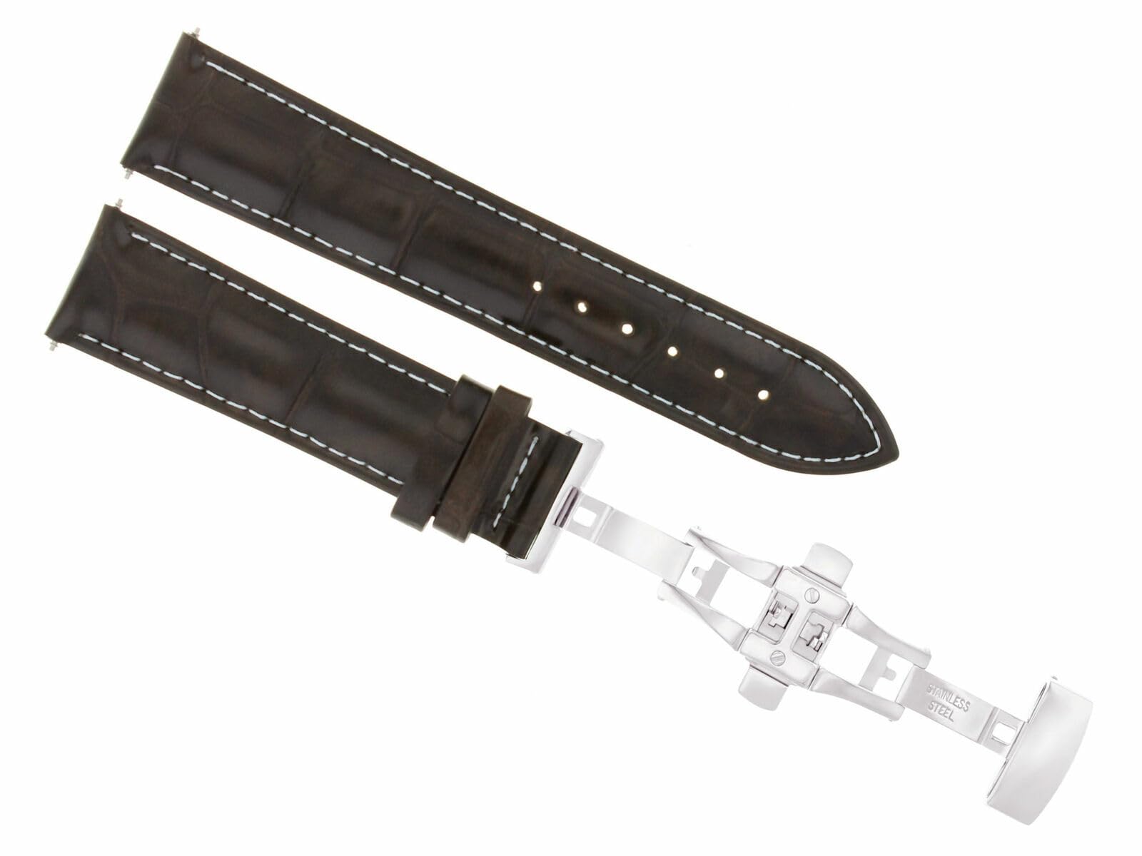 22mm Genuine Leather Watch Band Strap for Tissot Le Locle - Dark Brown with White Stitching | Replacement Watch Strap | Perfect for Business, Casual & Formal Occasions
