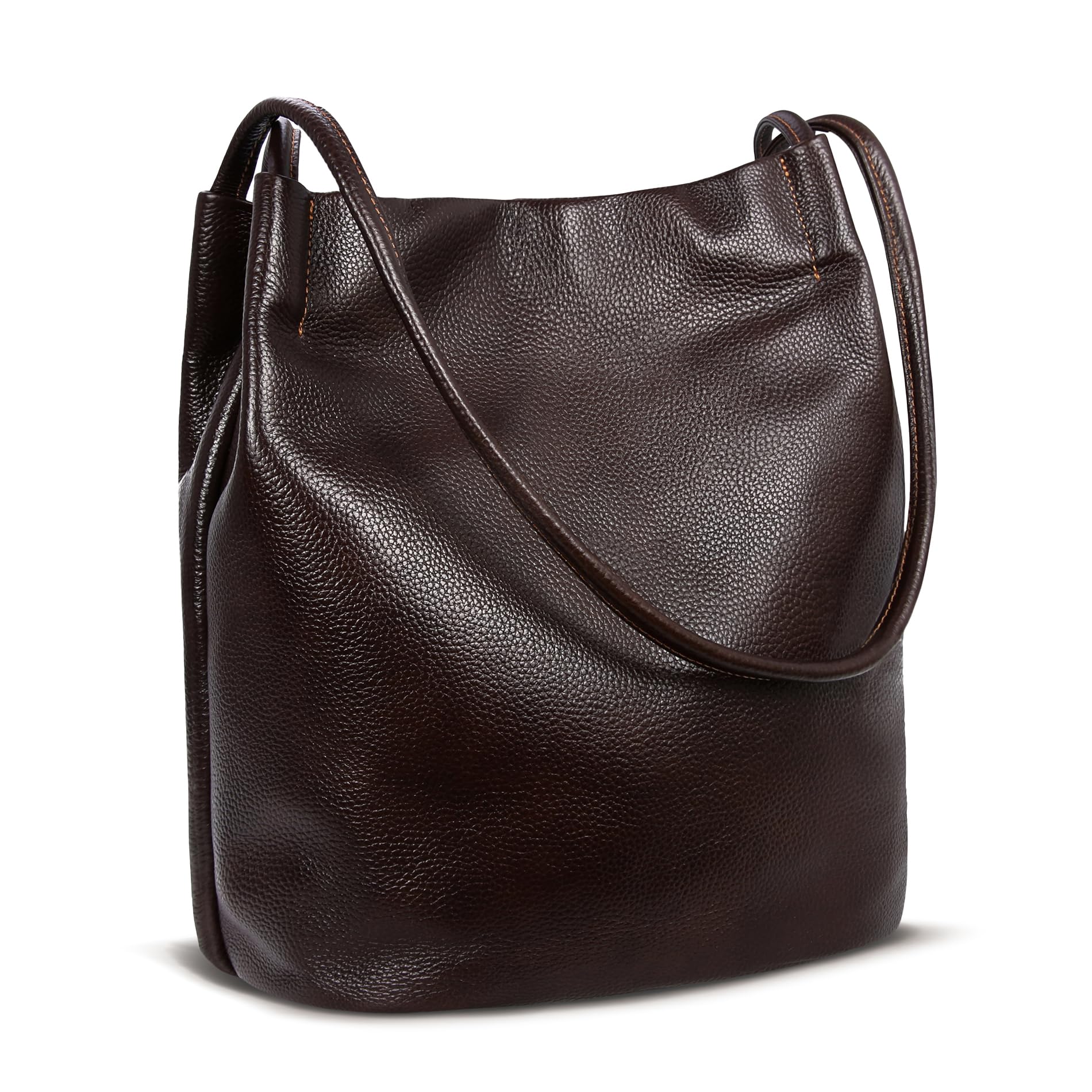 ISWEE Genuine Leather Tote Bucket Bag for Women - Stylish Hobo Shoulder Purse & Handbag - Perfect for Work, Travel & Everyday Use