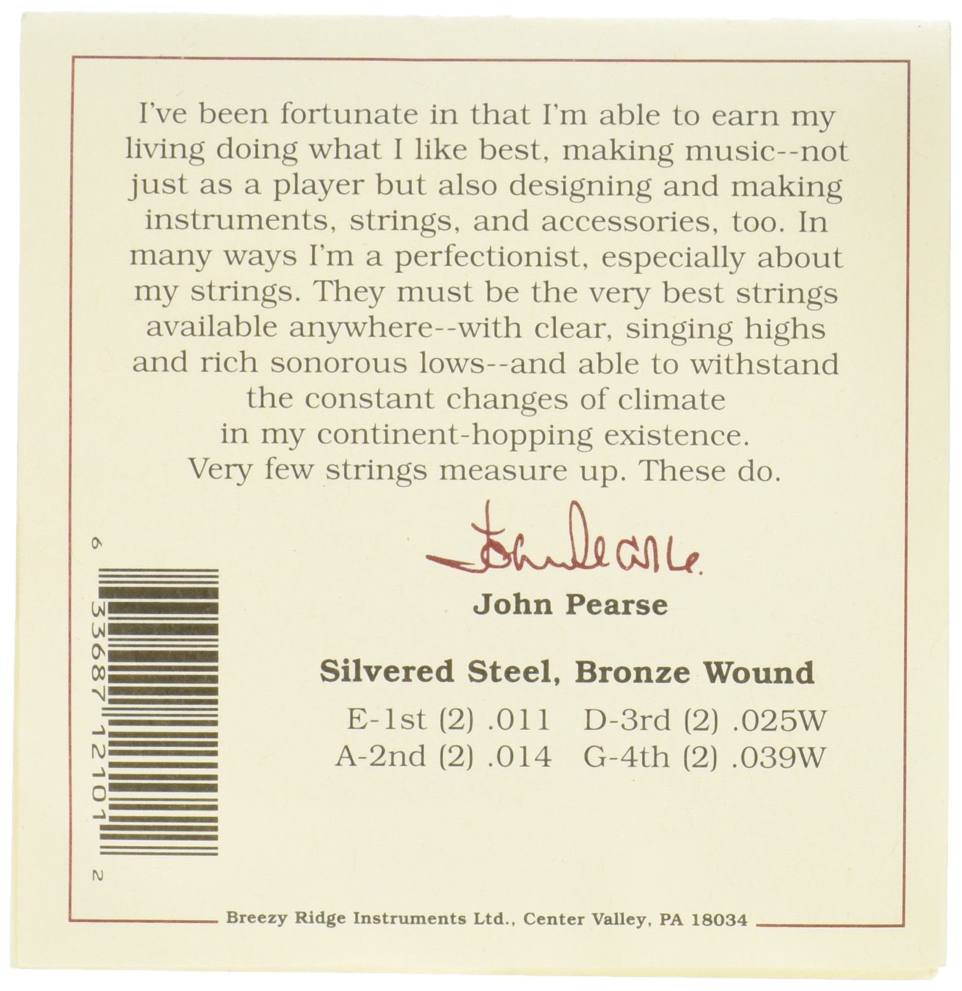 John Pearse P2100M Bronze Acoustic Guitar Strings - Medium Gauge (12-54) for Warm Tone & Longevity | Perfect for Folk, Country & Fingerstyle Playing