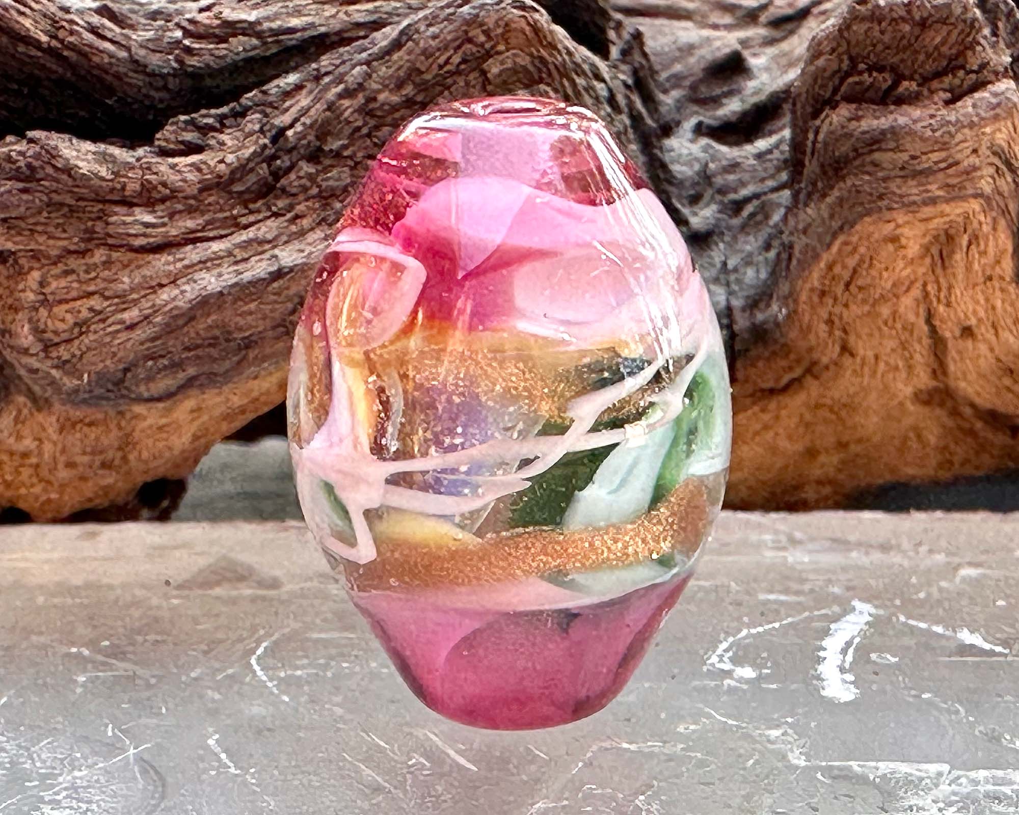 Enchanted Rose Shimmer Lampwork Glass Focal Bead for Jewelry Making - DIY Necklace, Bracelet, Earrings Craft Supplies - Perfect for Bohemian, Fairy, Fantasy Style Accessories