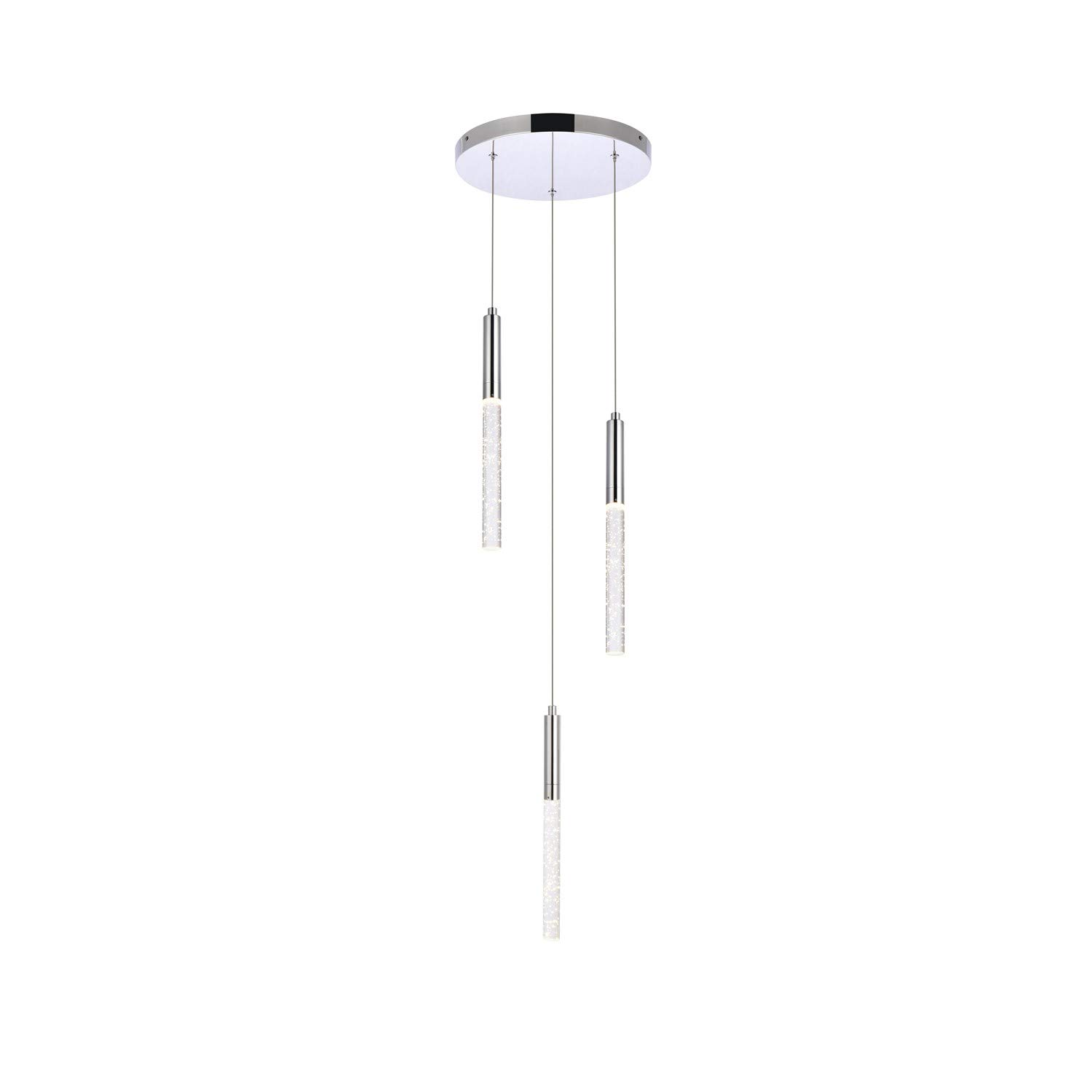 Ruelle 3-Light Chrome Pendant Light Fixture - Modern Hanging Ceiling Lamp for Kitchen Island, Dining Room, or Bedroom Lighting