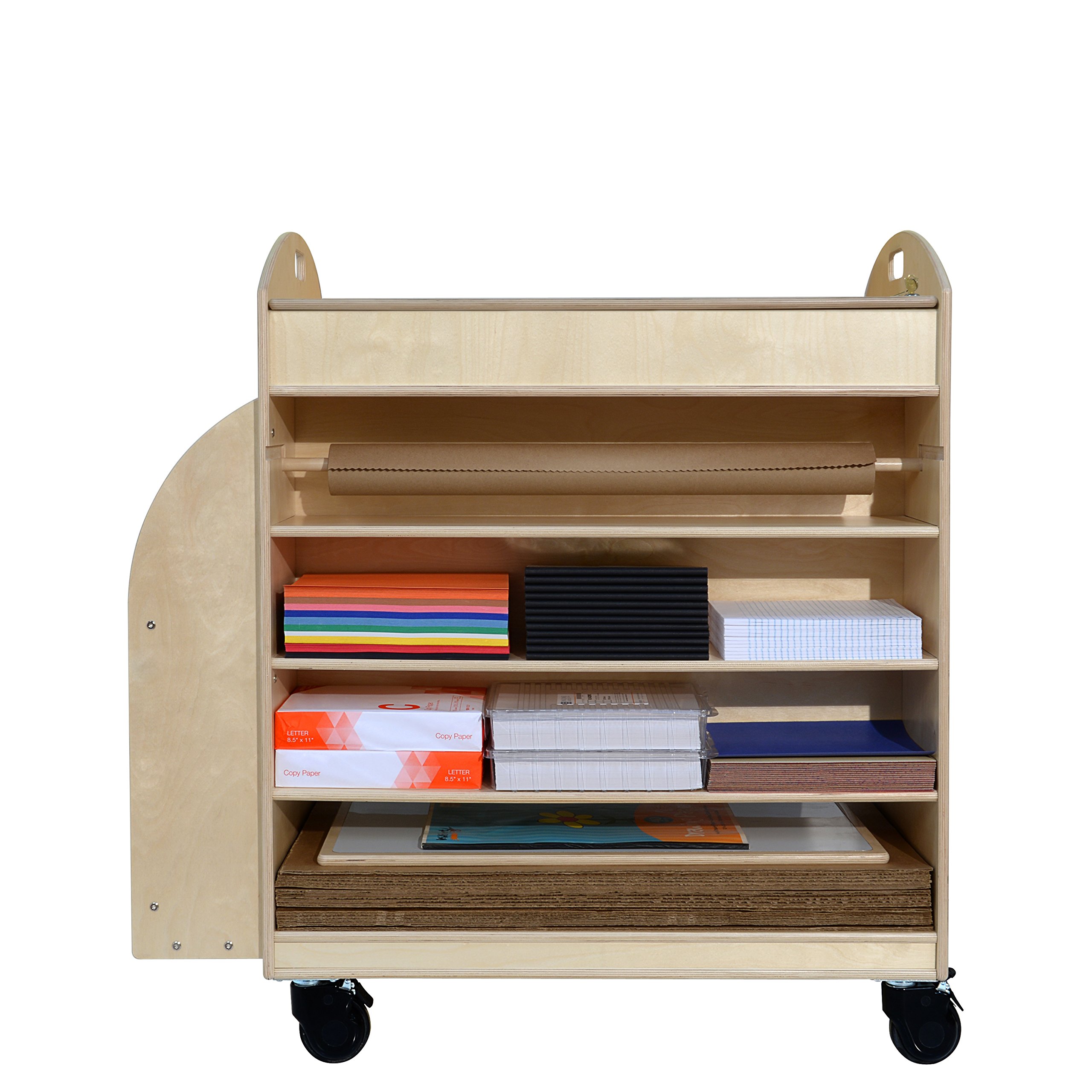 Wooden Maker's Cart with Storage - Natural Wood Craft Cart for DIY Projects, Art Supplies & Classroom Organization - Perfect for Artists, Teachers & Crafters