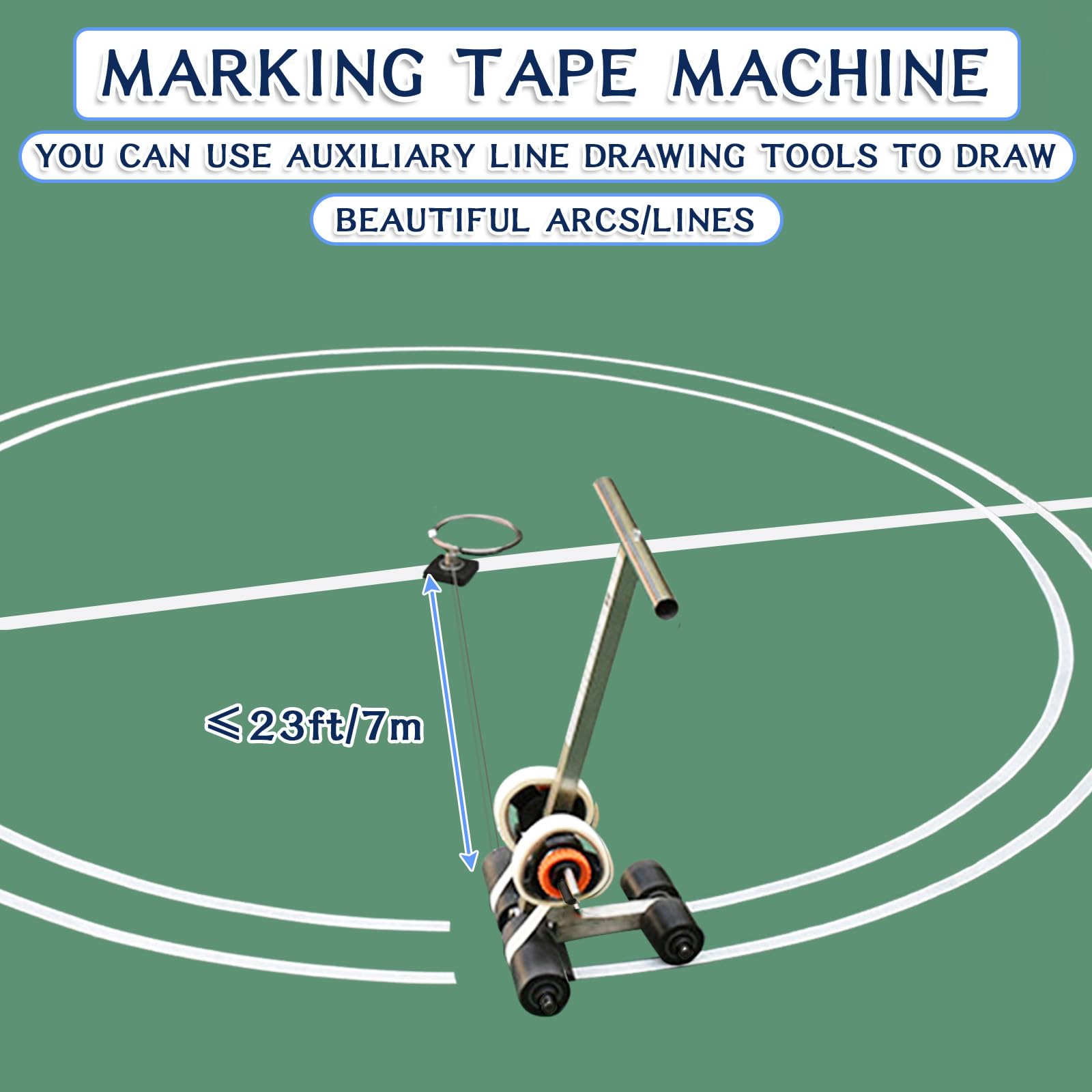 Professional Court Line Tape Machine - Adjustable Height 21.6-31.5 Inches for Basketball Courts, Driveways, Asphalt & Concrete Surfaces - Perfect for Drawing Custom Lines and Circles (Basic Model) - Ideal for Sports Field Marking, Parking Lot Layouts, and Construction Site Planning