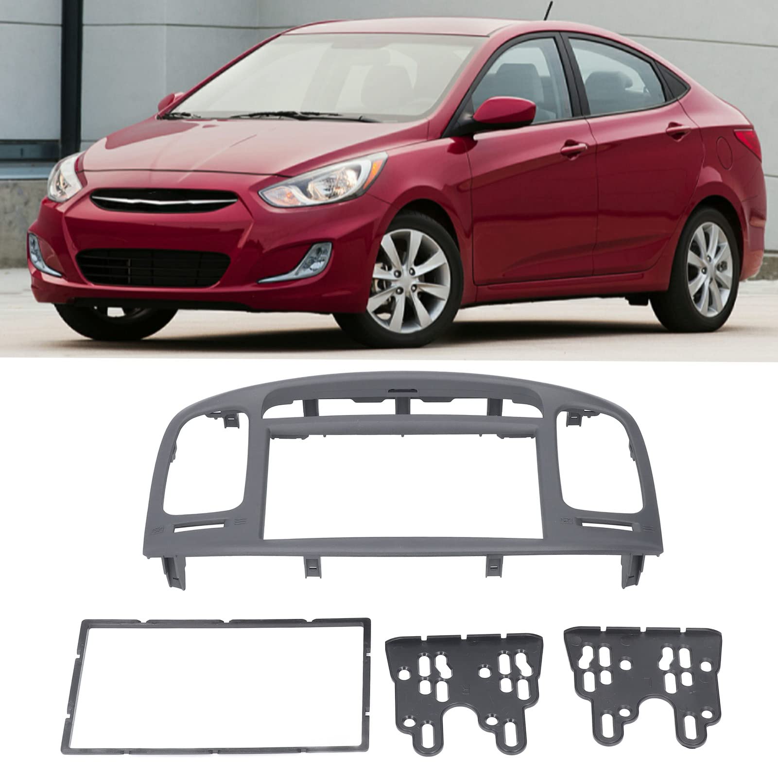 Acouto 2DIN ABS Car Stereo Radio Fascia Kit for Hyundai Accent 2009-2012 - Replacement Dash Bezel Panel for DVD/Radio Installation - Perfect for Car Audio Upgrades & Custom Installations