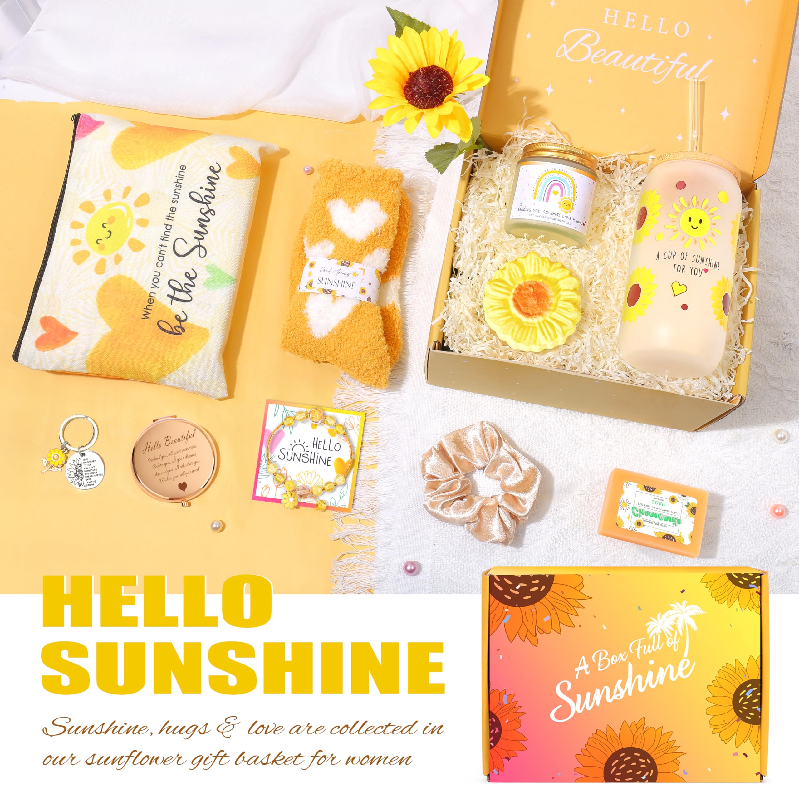 **Sunflower Gift Box for Women - Birthday, Get Well Soon, Surgery Recovery & Friendship Gifts - Encouragement Care Package with Thoughtful Message - Perfect for Hospital, Home & Special Occasions**