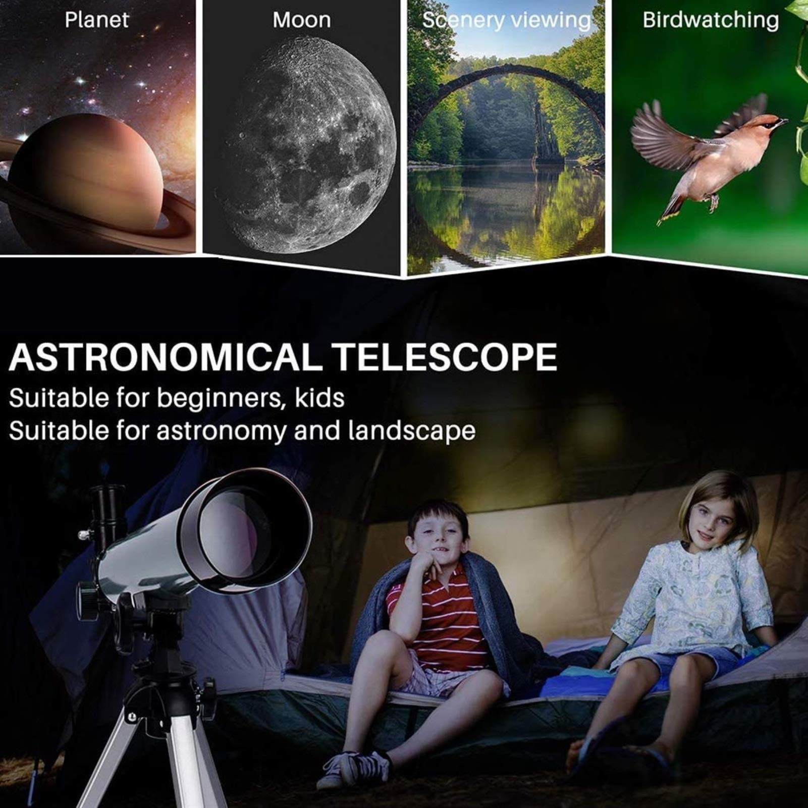 Portable Monocular Telescope for Kids & Adults - 600mm Aperture, Fully Multi-Coated Optics, Astronomy Refractor Telescope for Beginners | Perfect for Stargazing, Bird Watching & Outdoor Exploration