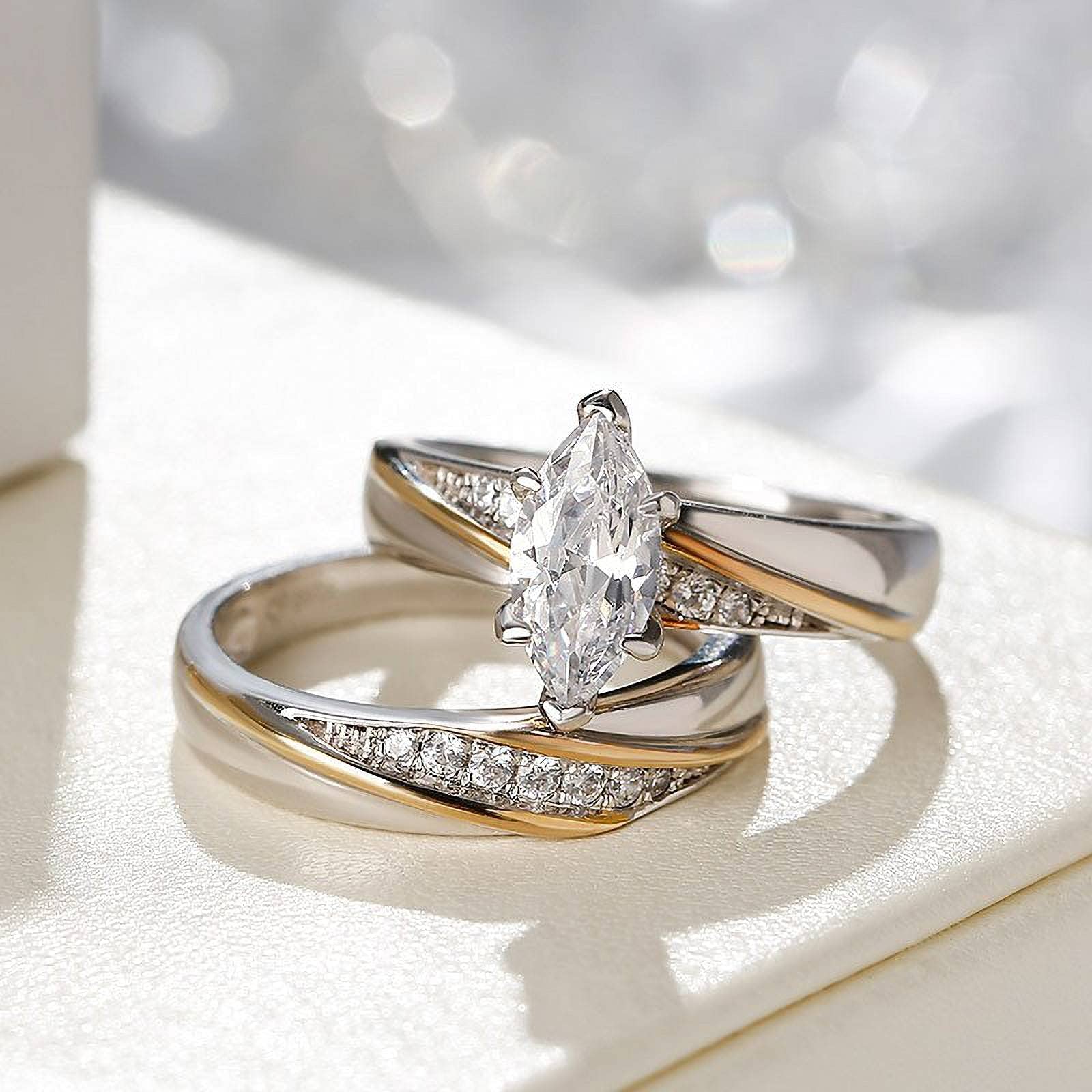Jeulia 925 Sterling Silver Wedding & Engagement Rings for Women - 1.6ct Main Stone + 0.32ct Side Stones Bridal Set, Anniversary Promise Ring - Perfect for Proposals, Weddings & Romantic Gifts