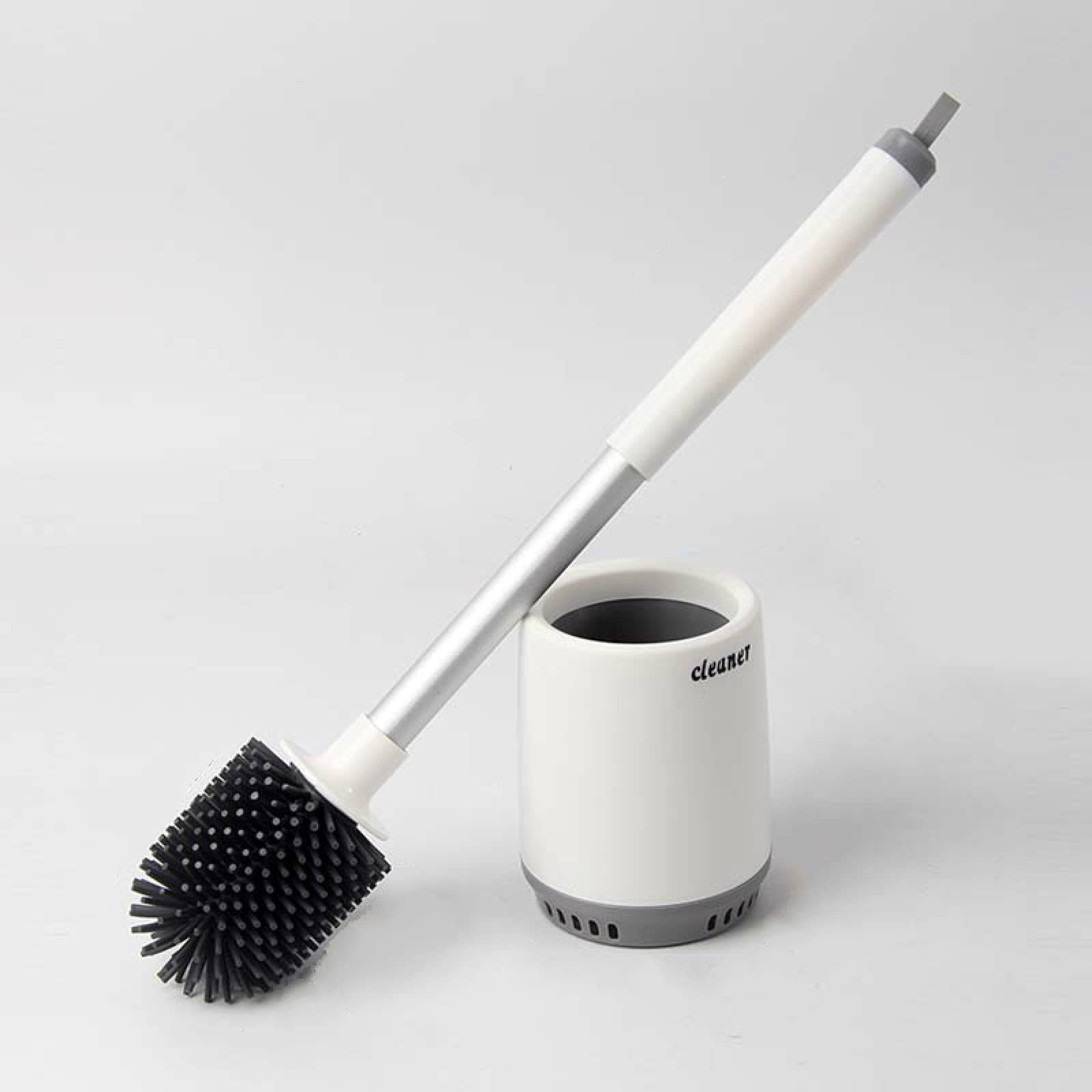 MRBJC Toilet Brush and Holder Set - Soft Bristle Bathroom Cleaning Brush Kit (White, 10x44cm) for Hygienic Toilet Maintenance & Home Cleaning