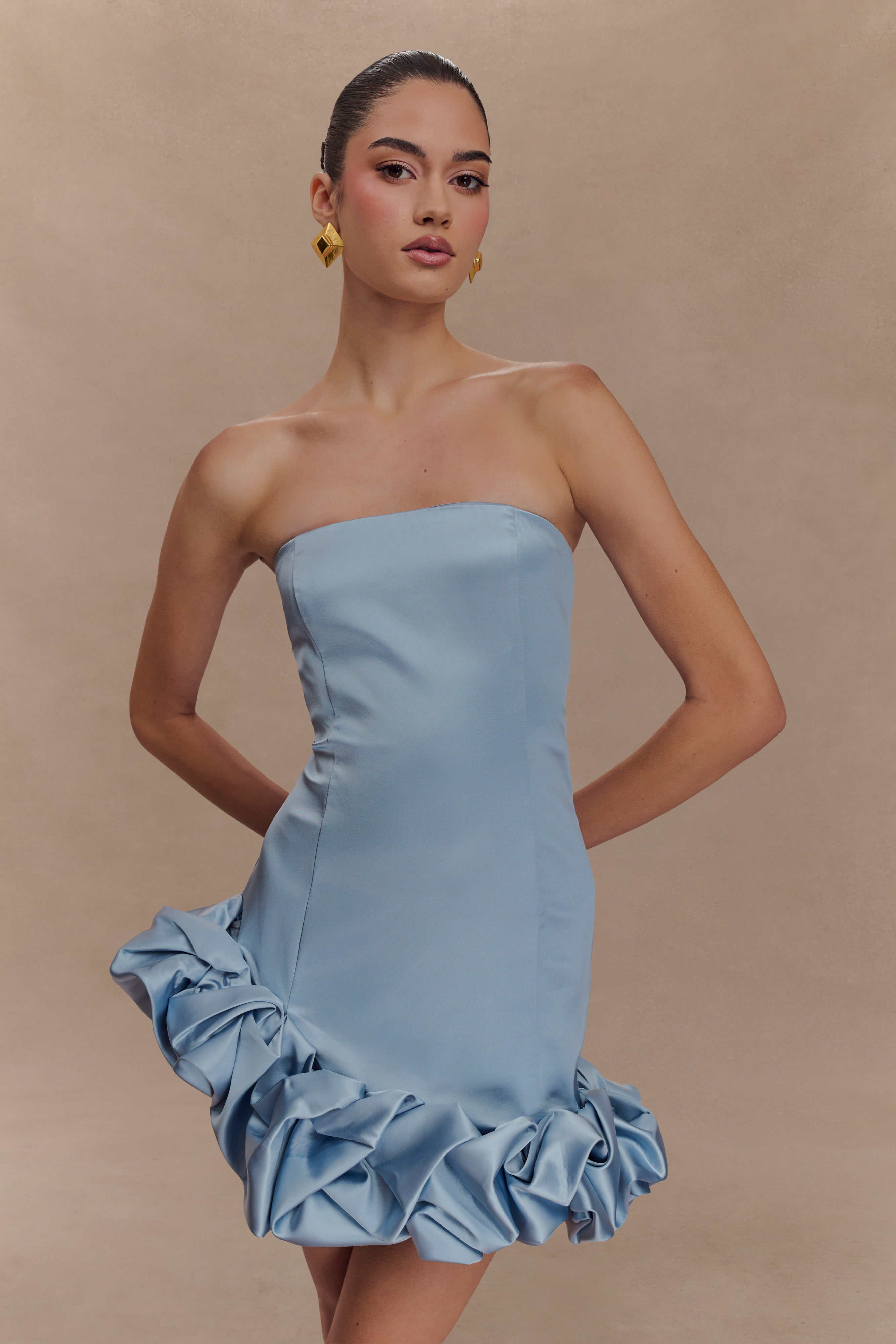 Alba Bubble Mini Dress for Women - Cornflower Blue Flowy Summer Dress for Beach, Party & Casual Wear