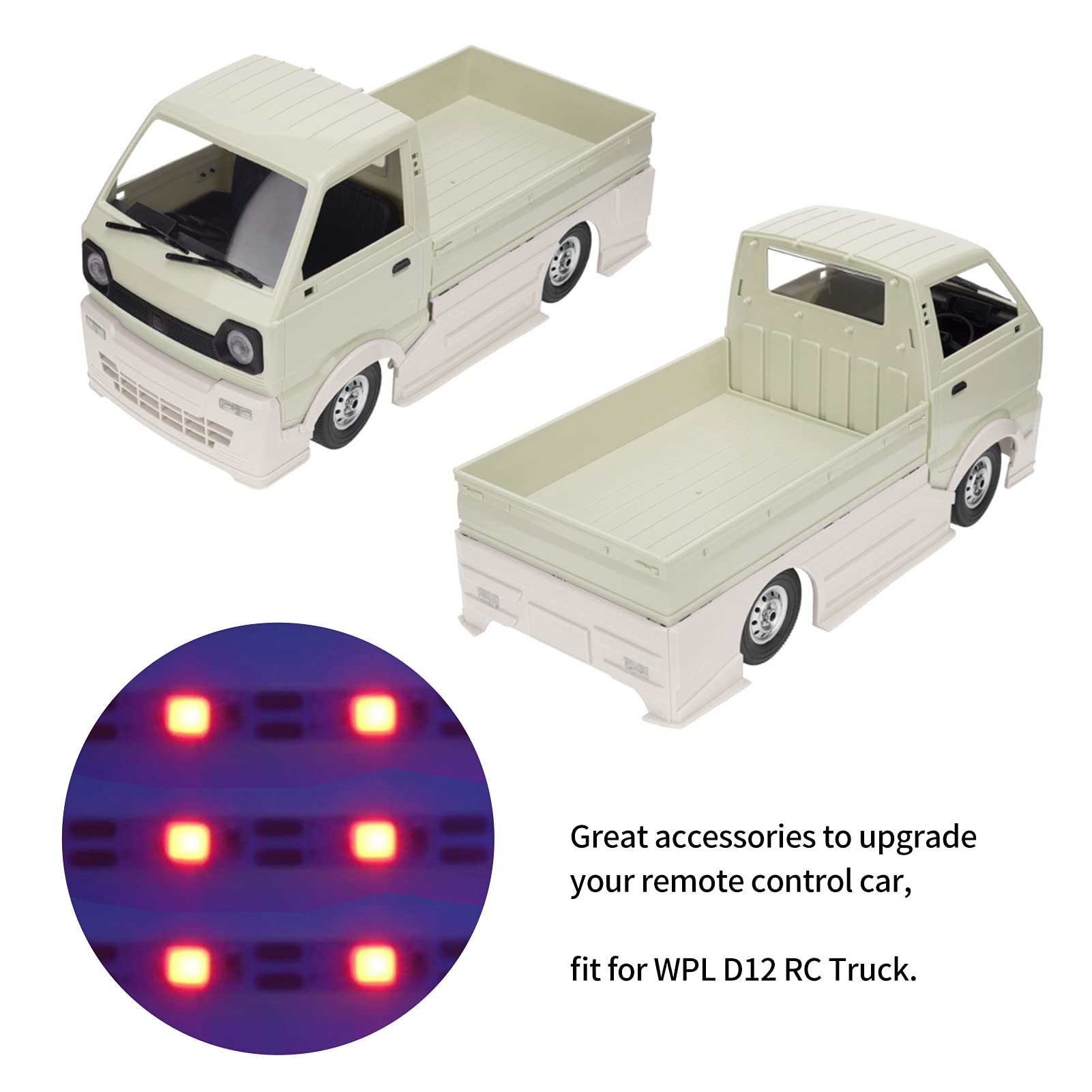 Dilwe RC Wide Body Kit with LED Lights - Remote Control Car Wide Body Large Surrounding Cover for WPL D12 RC Truck - Replacement Parts (Red) - Perfect for Off-Road Racing, RC Car Upgrades & DIY Customization