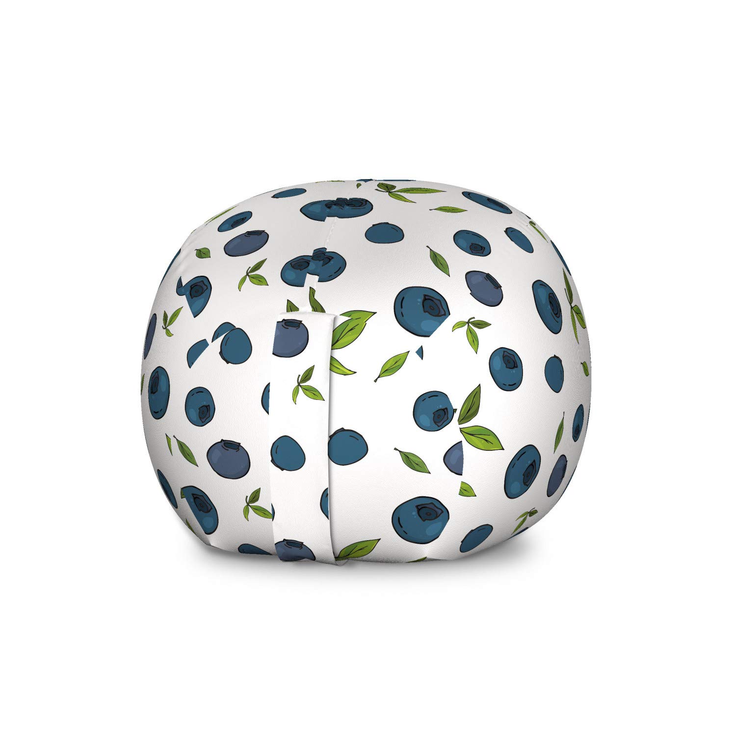 Ambesonne Fruit Storage Toy Bag Chair - Large Washable Stuffed Animal Organizer with Blueberry Design in Petrol Blue, White & Green | Perfect for Kids' Room, Nursery Storage & Pet Toy Organization
