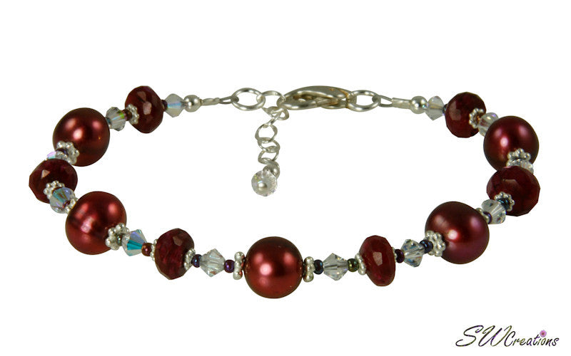 Ruby Moonstone Pearl Gemstone Bracelet for Women - Elegant Handmade Jewelry for Gifts, Wedding & Special Occasions