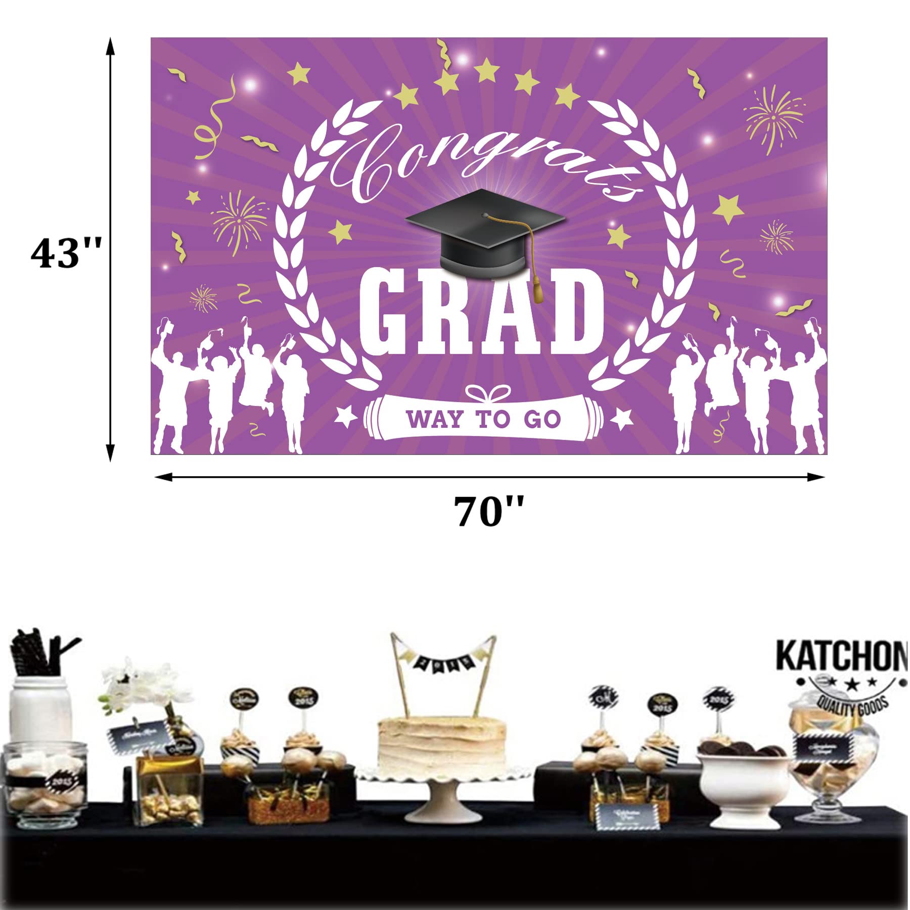 Purple Graduation Backdrop Banner - Premium Photo Background for Graduation Decorations, Party Supplies & Photo Booth - Perfect for Graduation Ceremonies, Parties & Celebrations